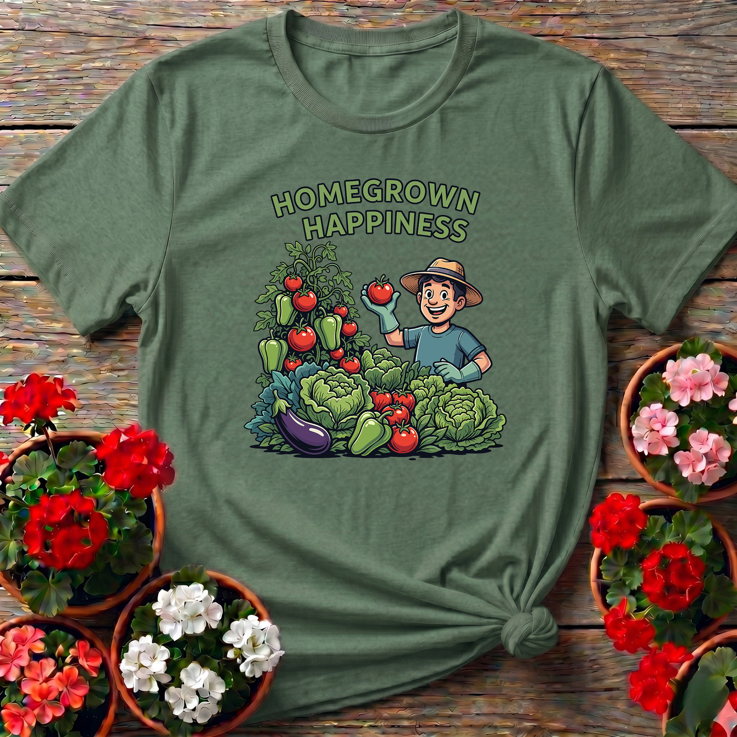 Homegrown Happiness Funny Vegetable Garden Tee