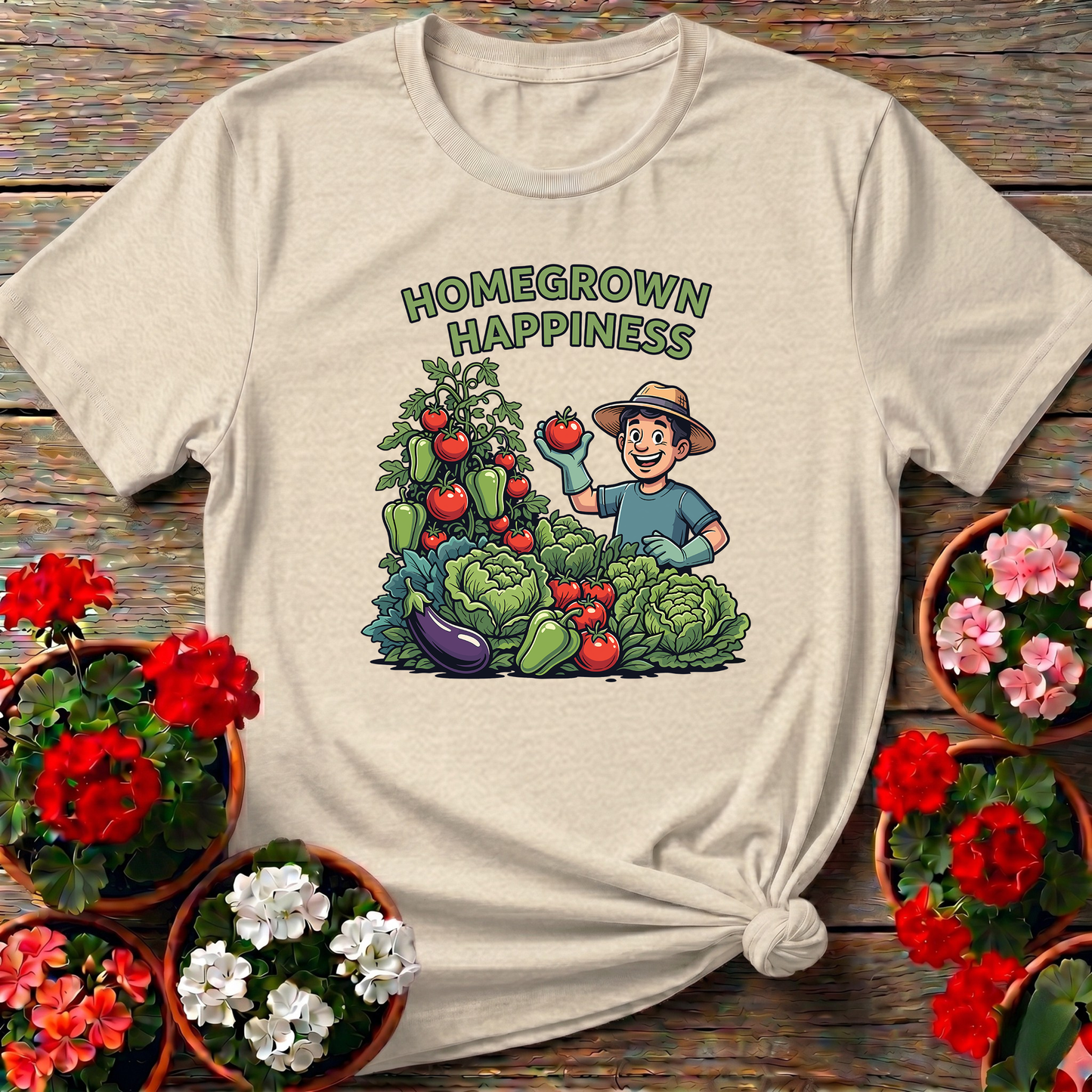 Homegrown Happiness Funny Vegetable Garden Tee
