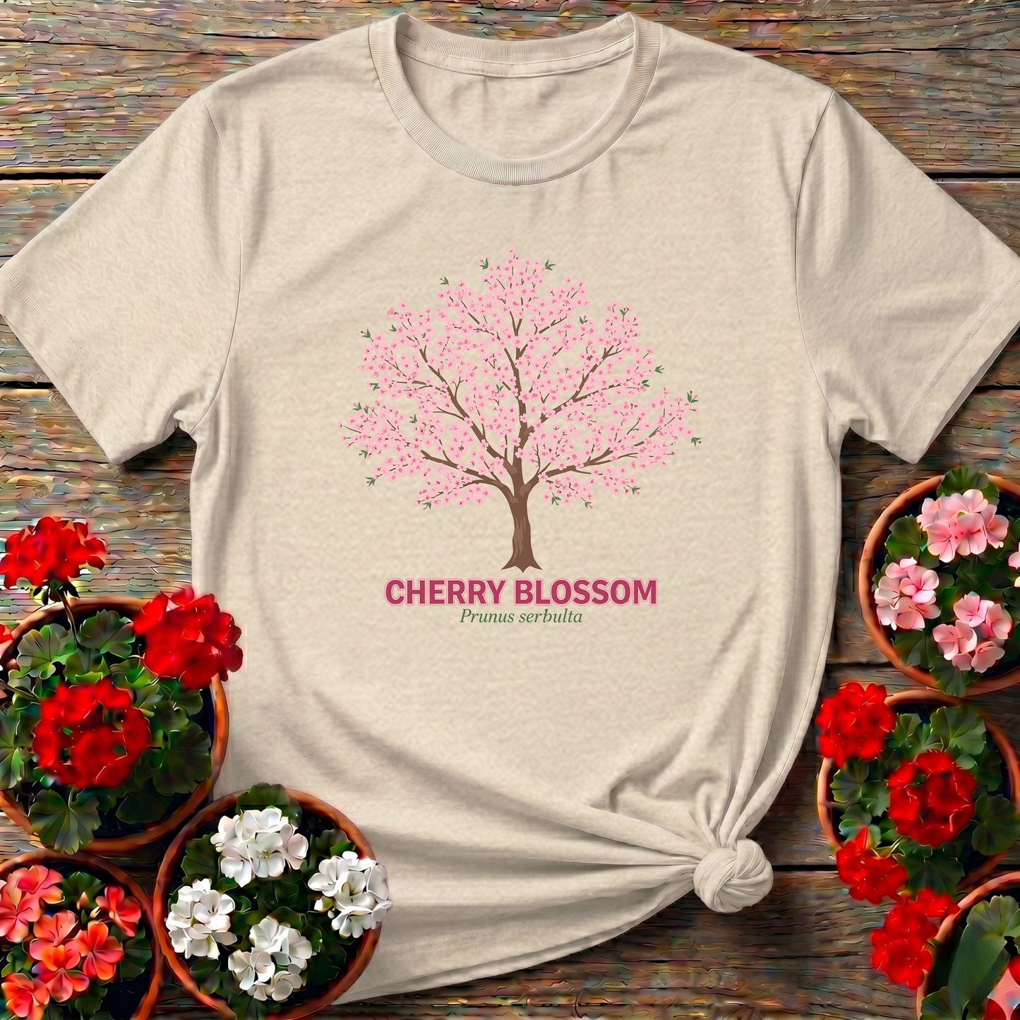 Vintage Cherry Blossom Prunus Serrulata T-shirt