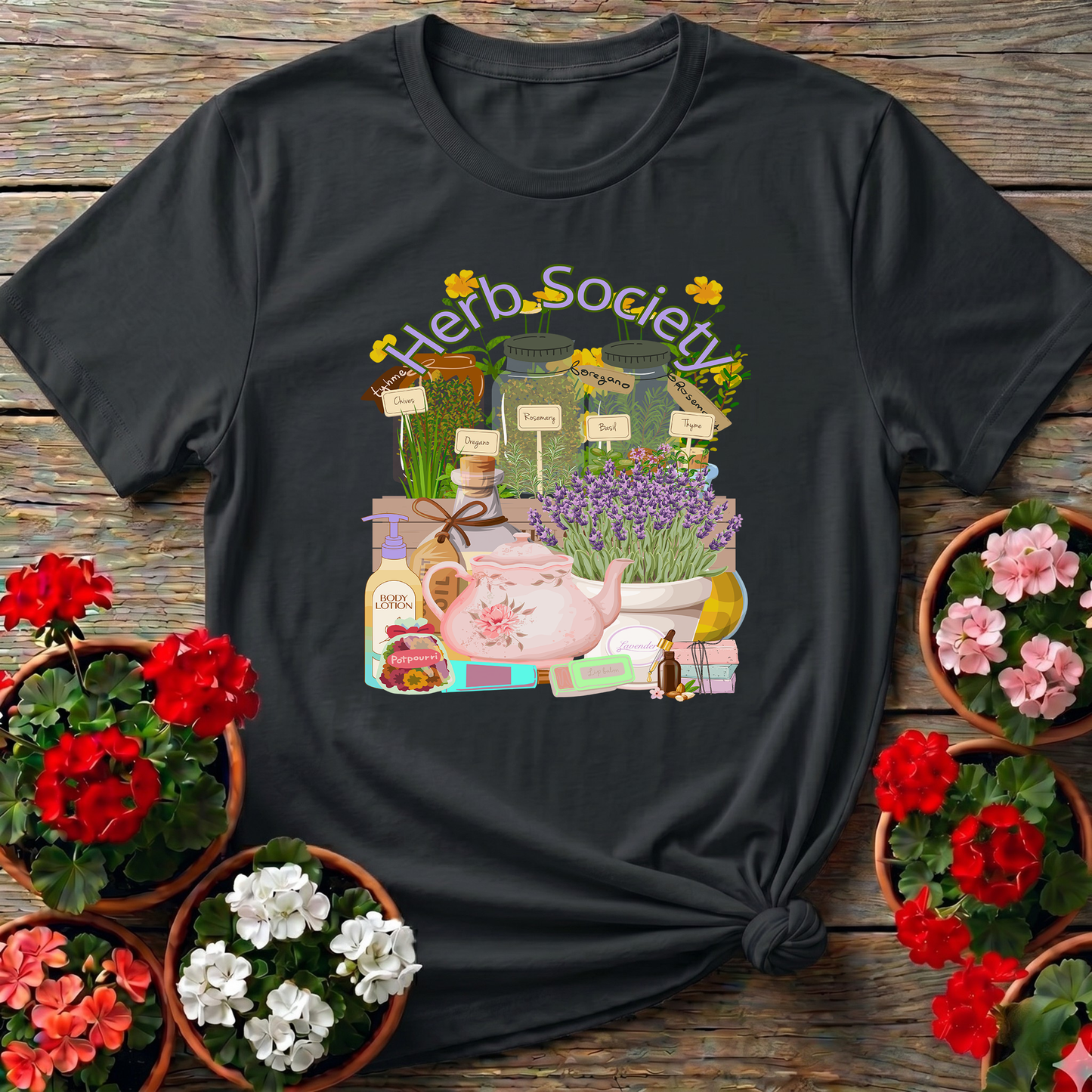 Herb Society Vintage Botanical Apothecary Garden Tee