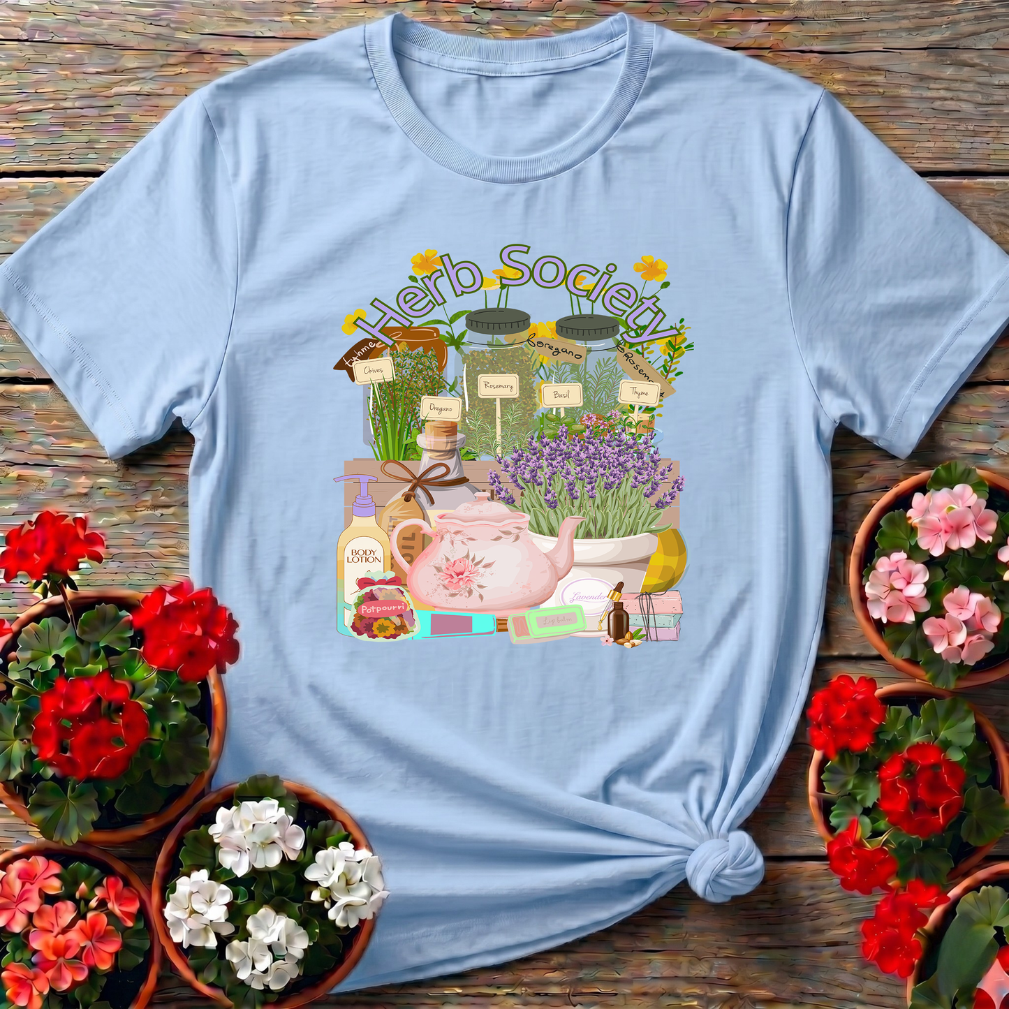 Herb Society Vintage Botanical Apothecary Garden Tee