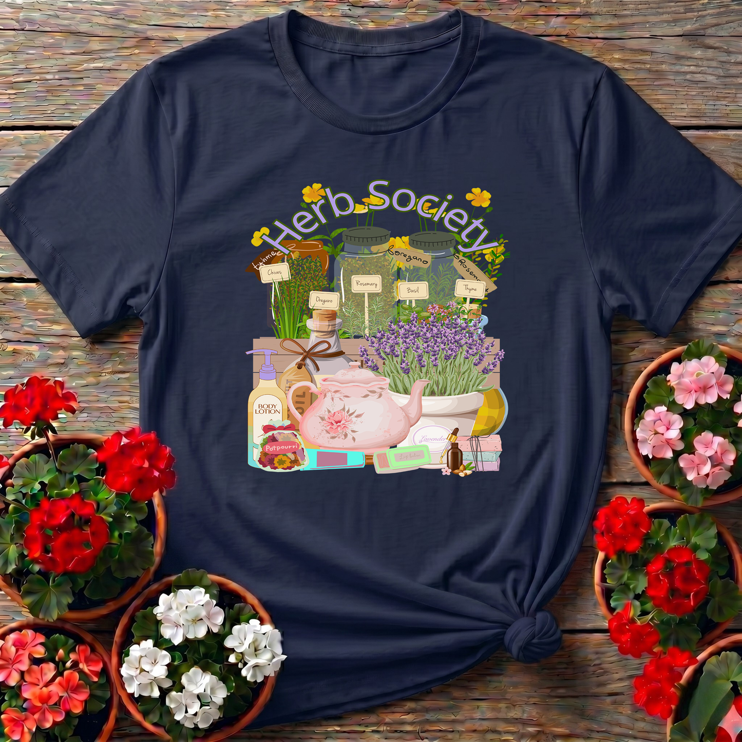 Herb Society Vintage Botanical Apothecary Garden Tee