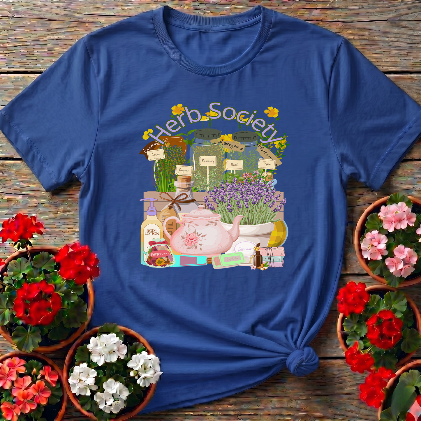 Herb Society Vintage Botanical Apothecary Garden Tee