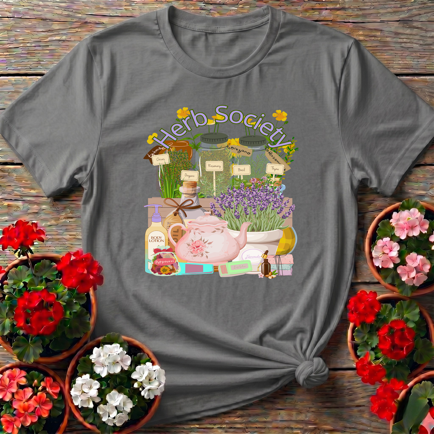 Herb Society Vintage Botanical Apothecary Garden Tee