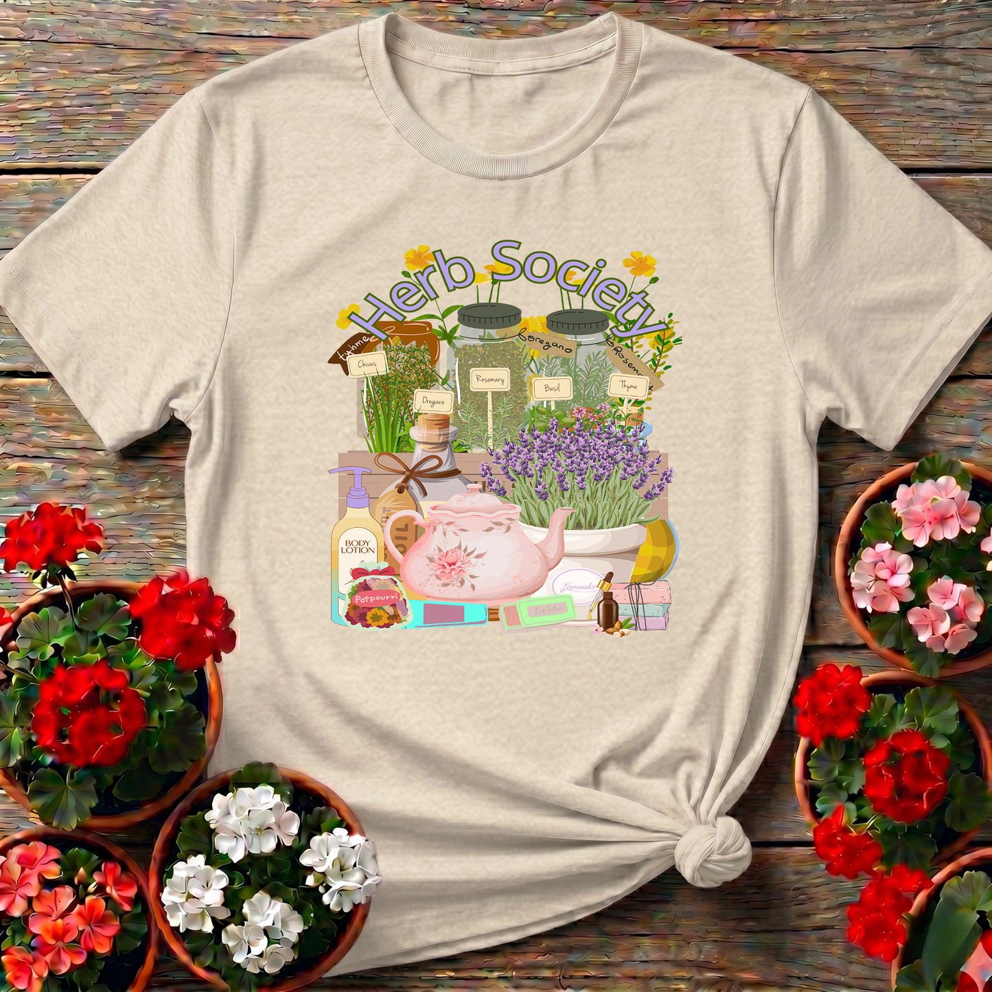 Herb Society Vintage Botanical Apothecary Garden Tee