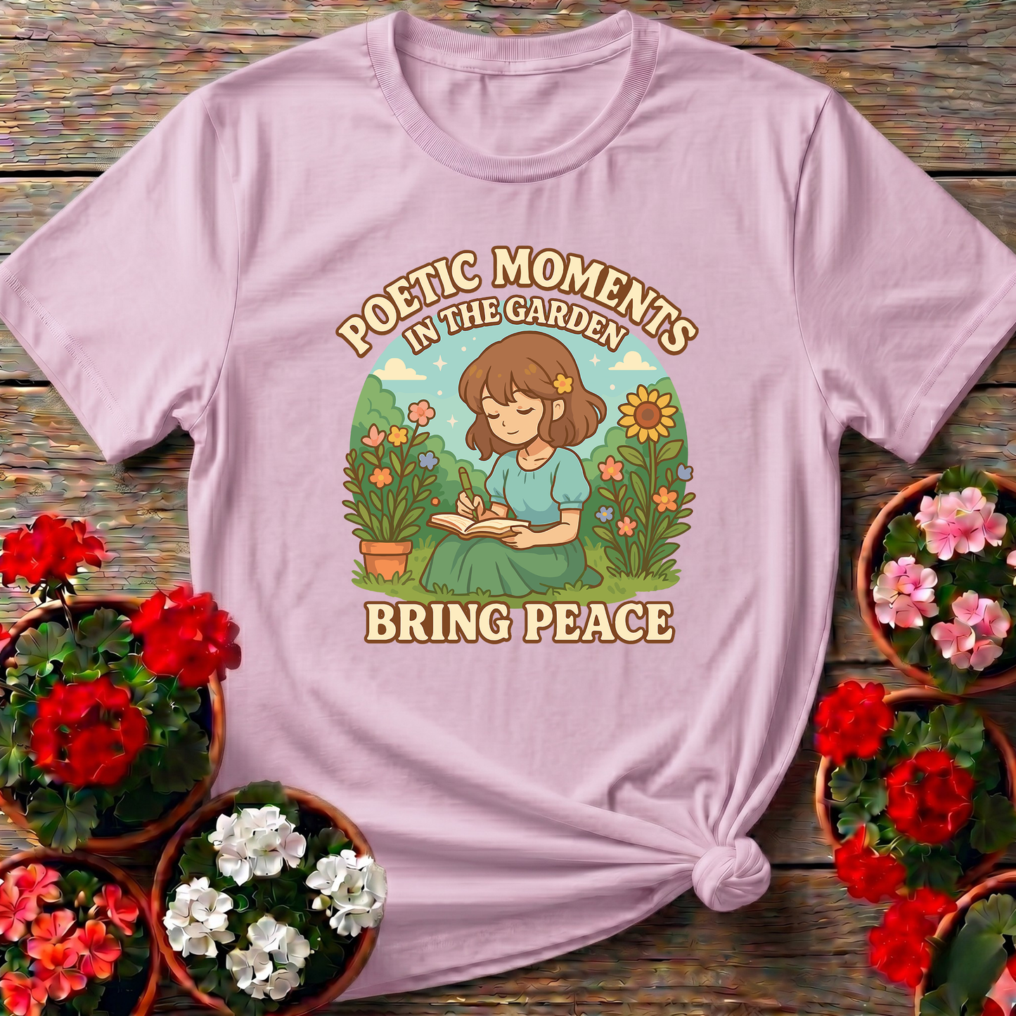 Poetic Moments In The Garden Anime Girl T-shirt