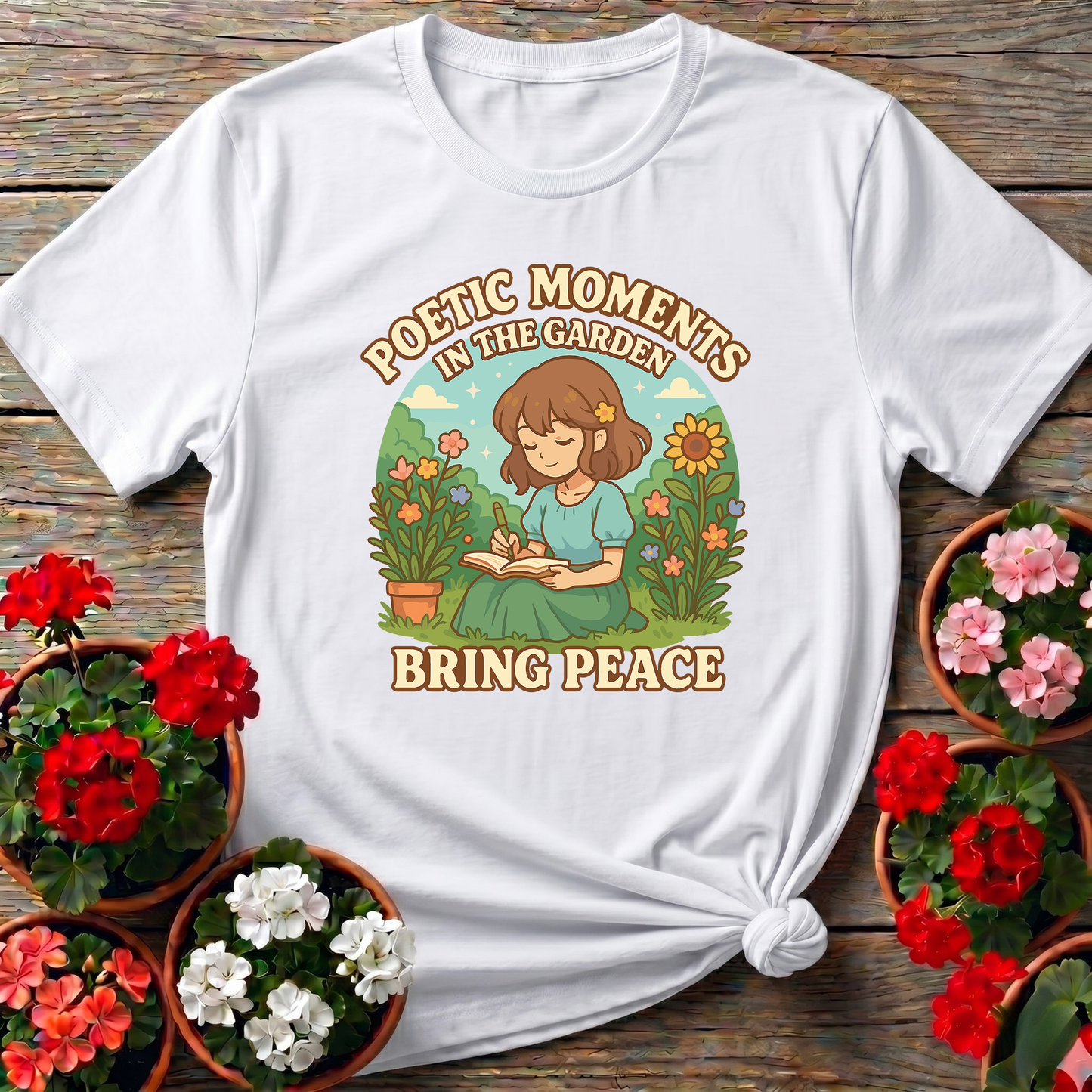 Poetic Moments In The Garden Anime Girl T-shirt