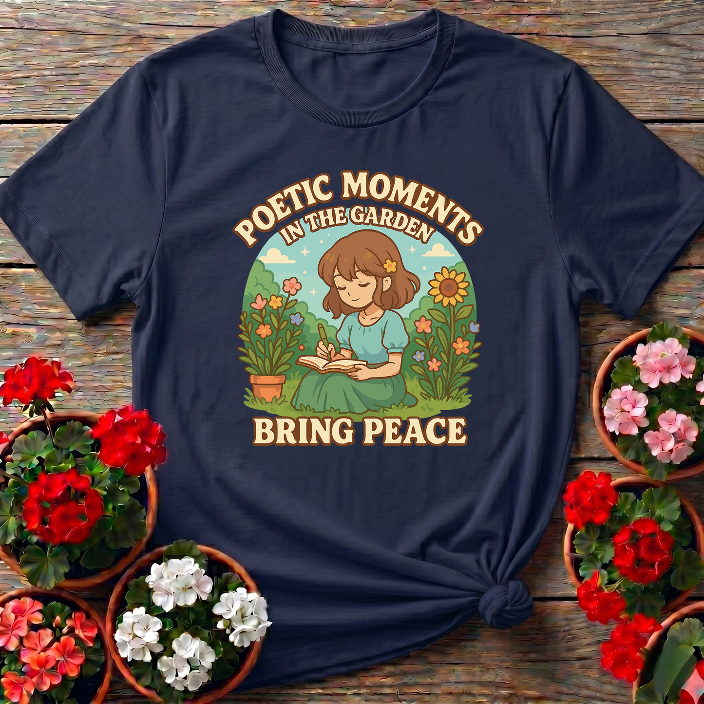 Poetic Moments In The Garden Anime Girl T-shirt