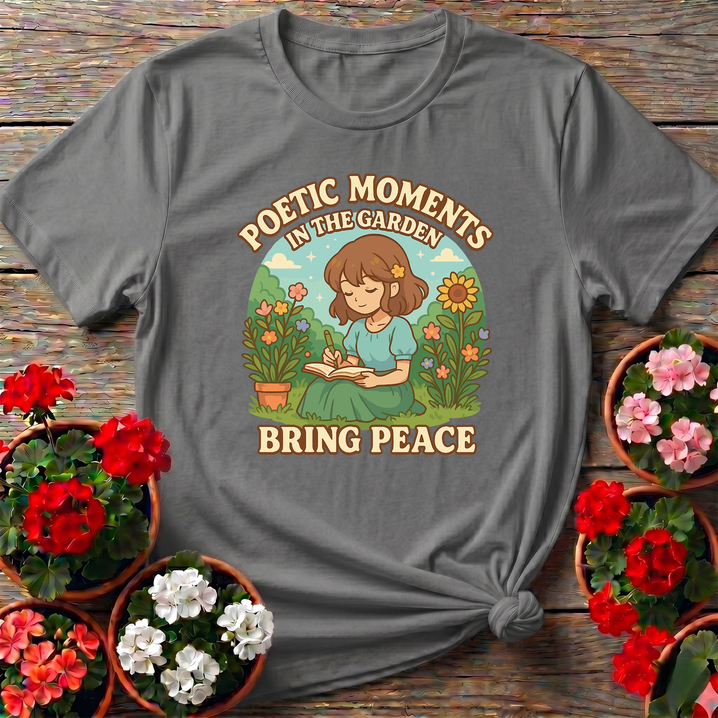 Poetic Moments In The Garden Anime Girl T-shirt