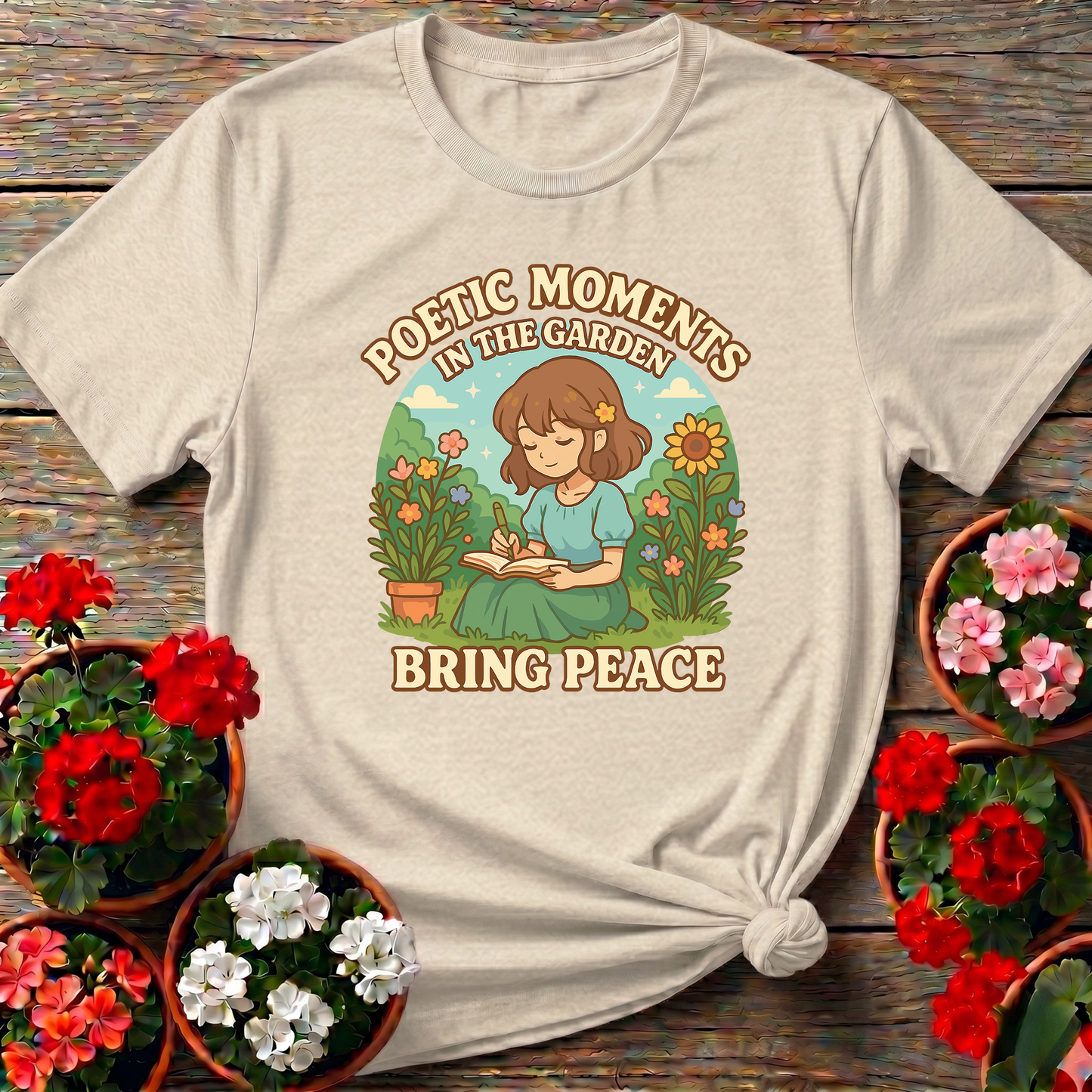 Poetic Moments In The Garden Anime Girl T-shirt