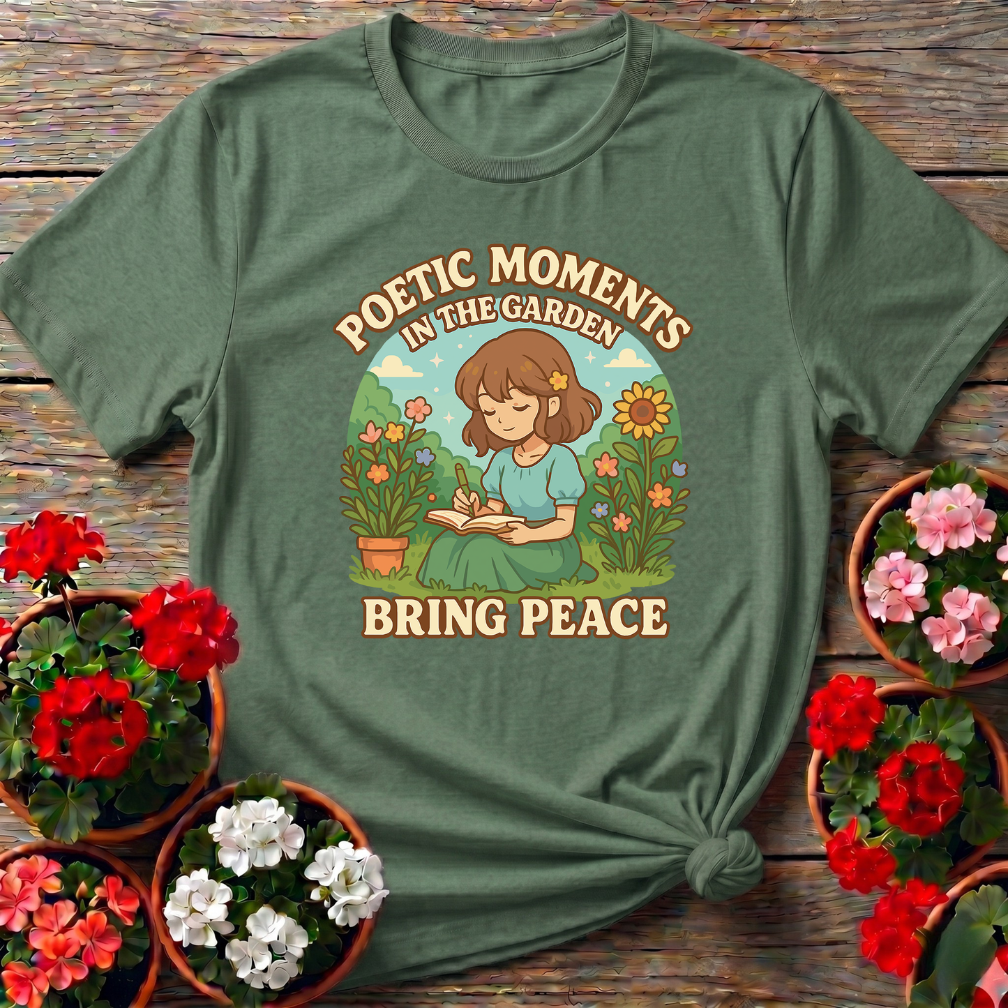 Poetic Moments In The Garden Anime Girl T-shirt