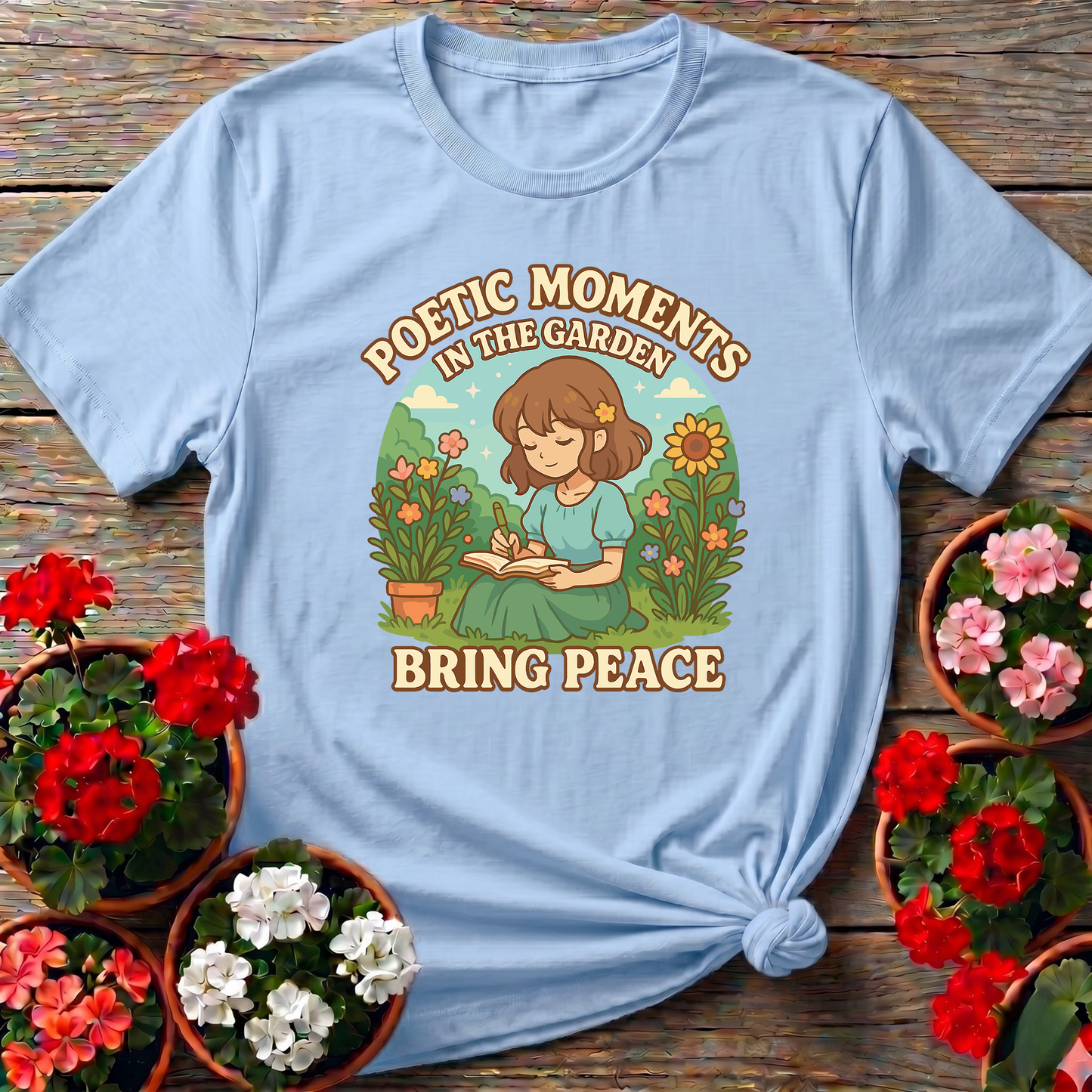 Poetic Moments In The Garden Anime Girl T-shirt