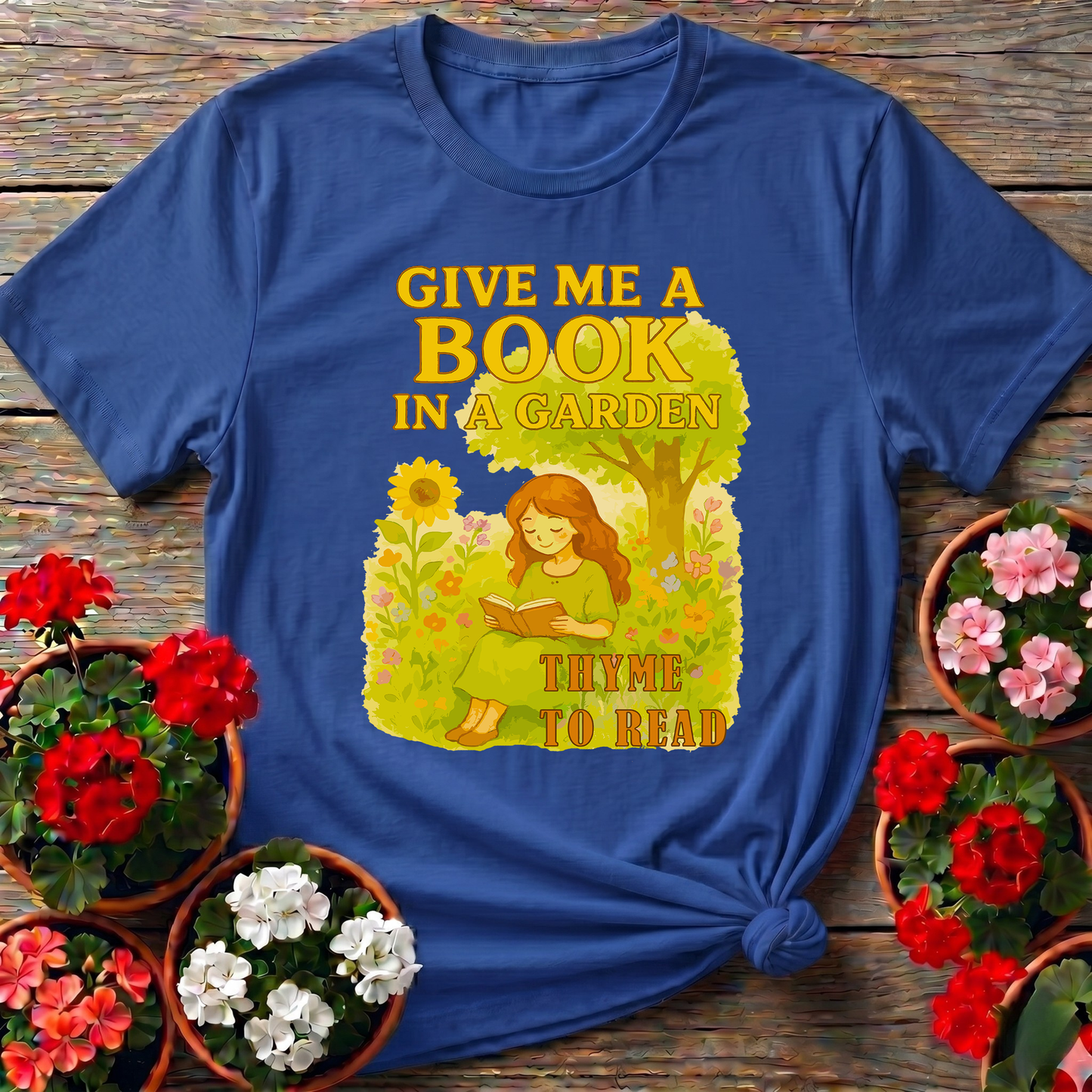 Give Me A Book In A Garden Thyme To Read T-shirt