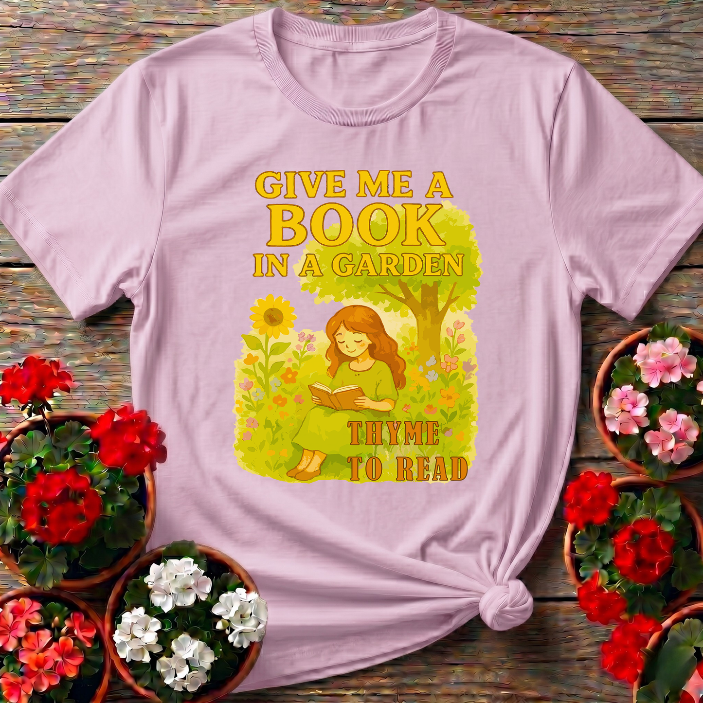 Give Me A Book In A Garden Thyme To Read T-shirt