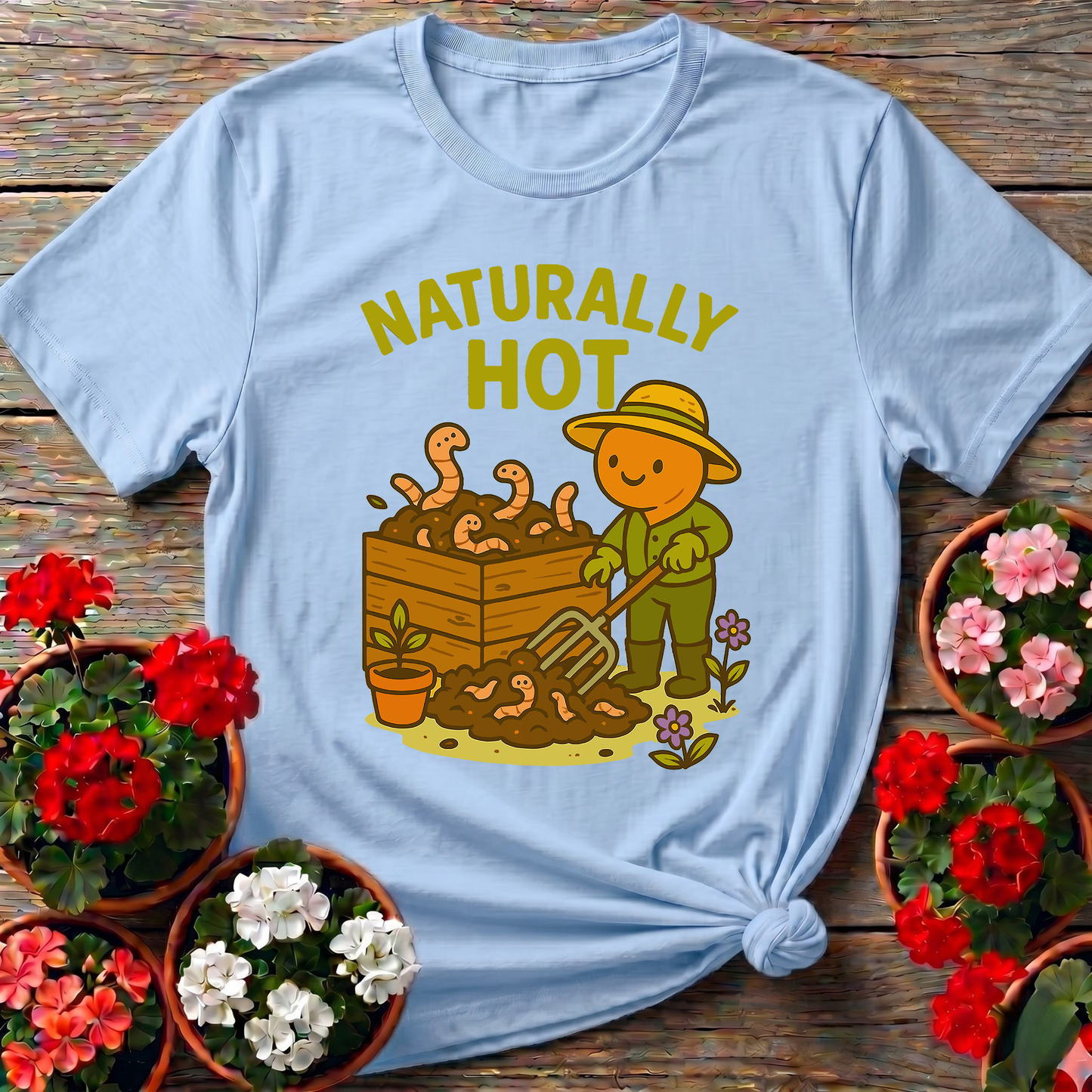 Naturally Hot Retro Kawaii Worm Farmer Composting Tee
