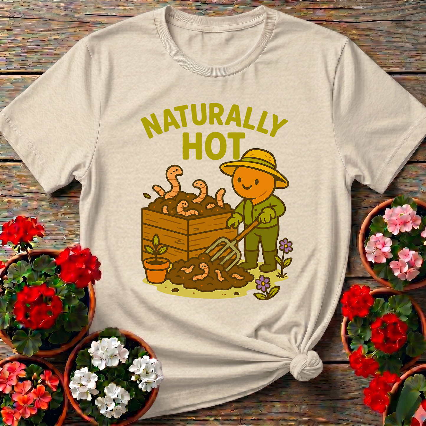 Naturally Hot Retro Kawaii Worm Farmer Composting Tee