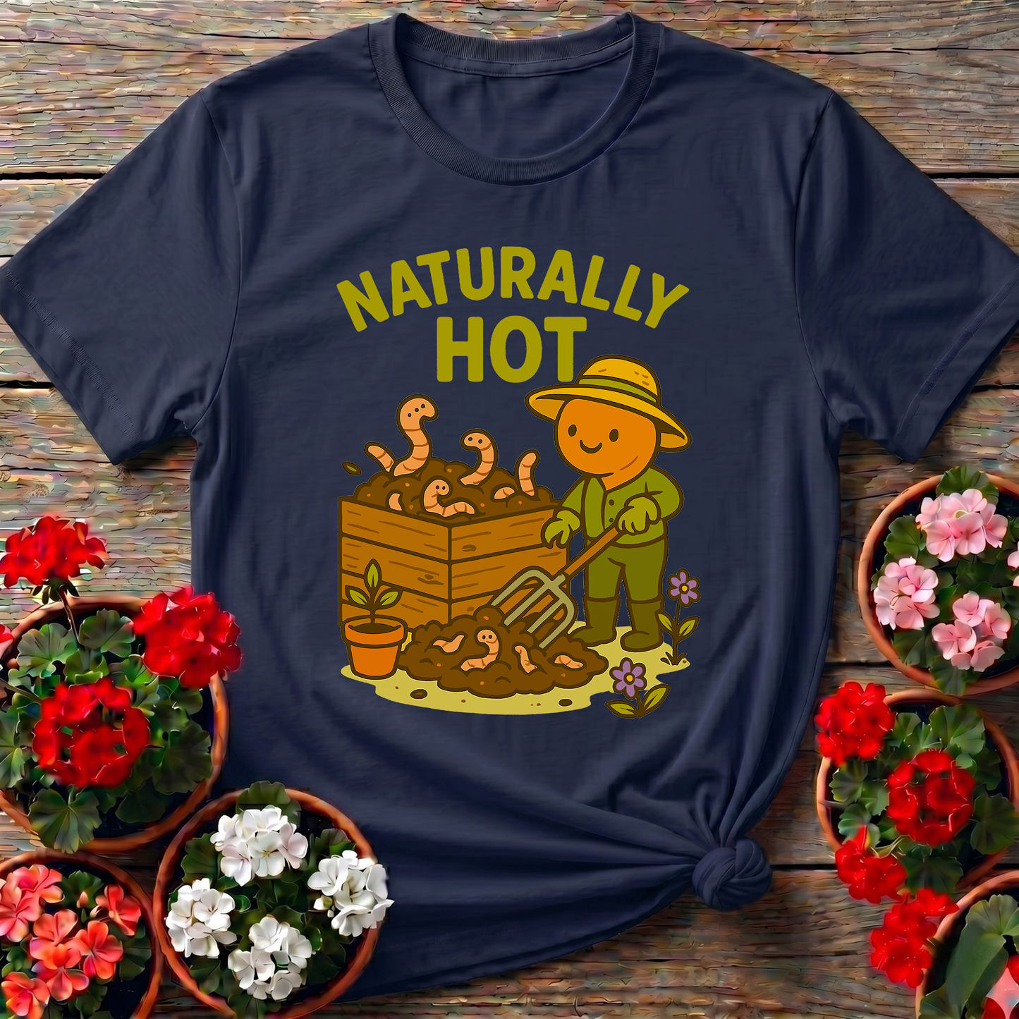 Naturally Hot Retro Kawaii Worm Farmer Composting Tee