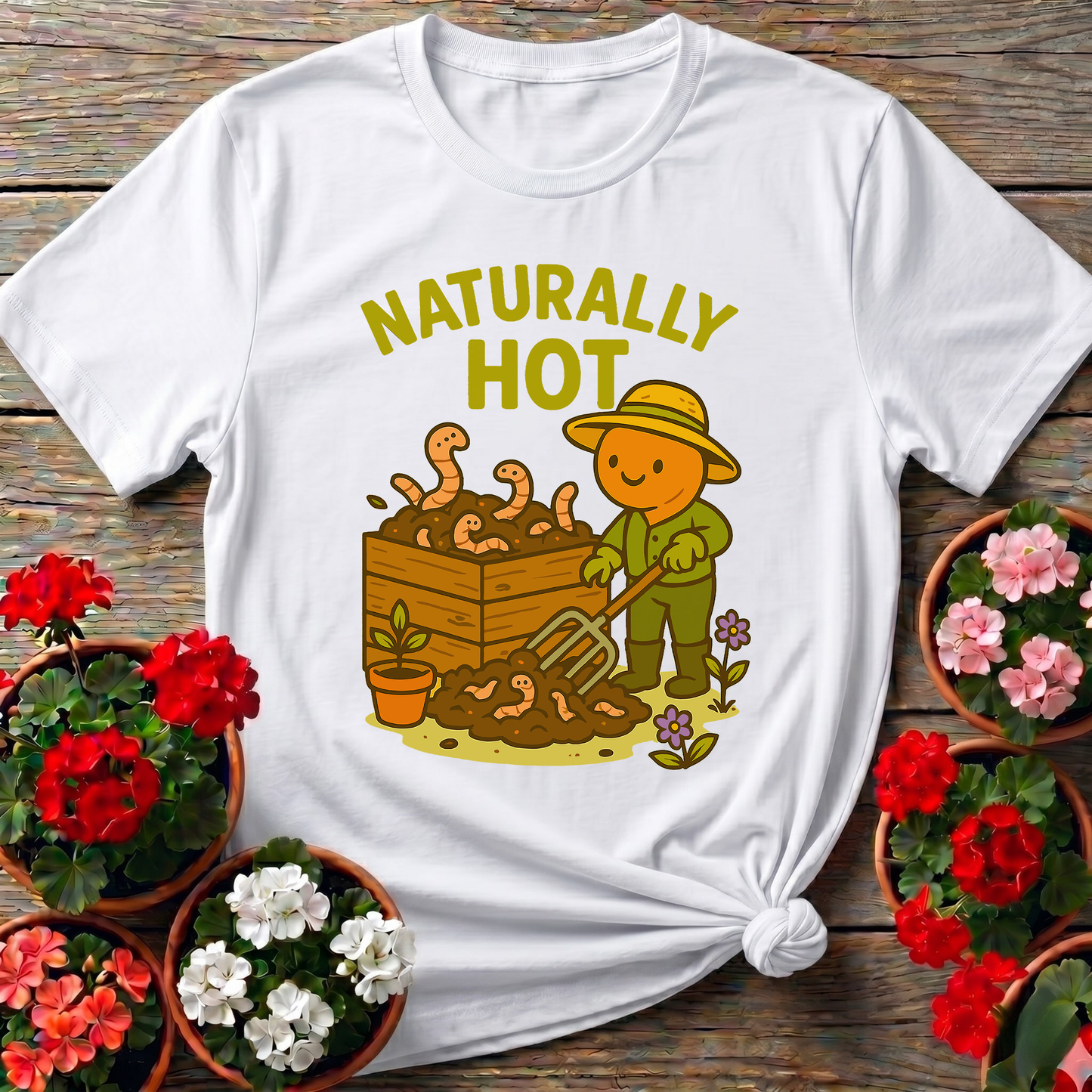 Naturally Hot Retro Kawaii Worm Farmer Composting Tee