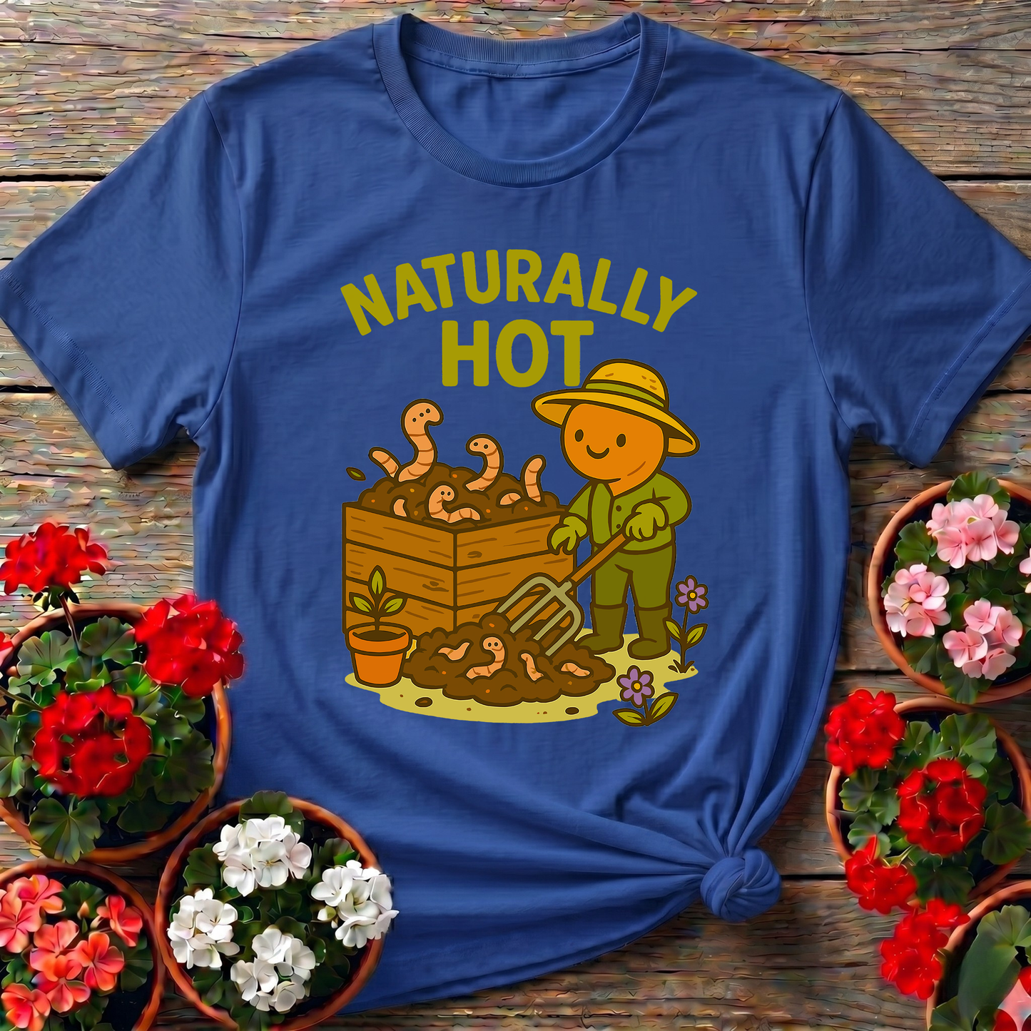 Naturally Hot Retro Kawaii Worm Farmer Composting Tee