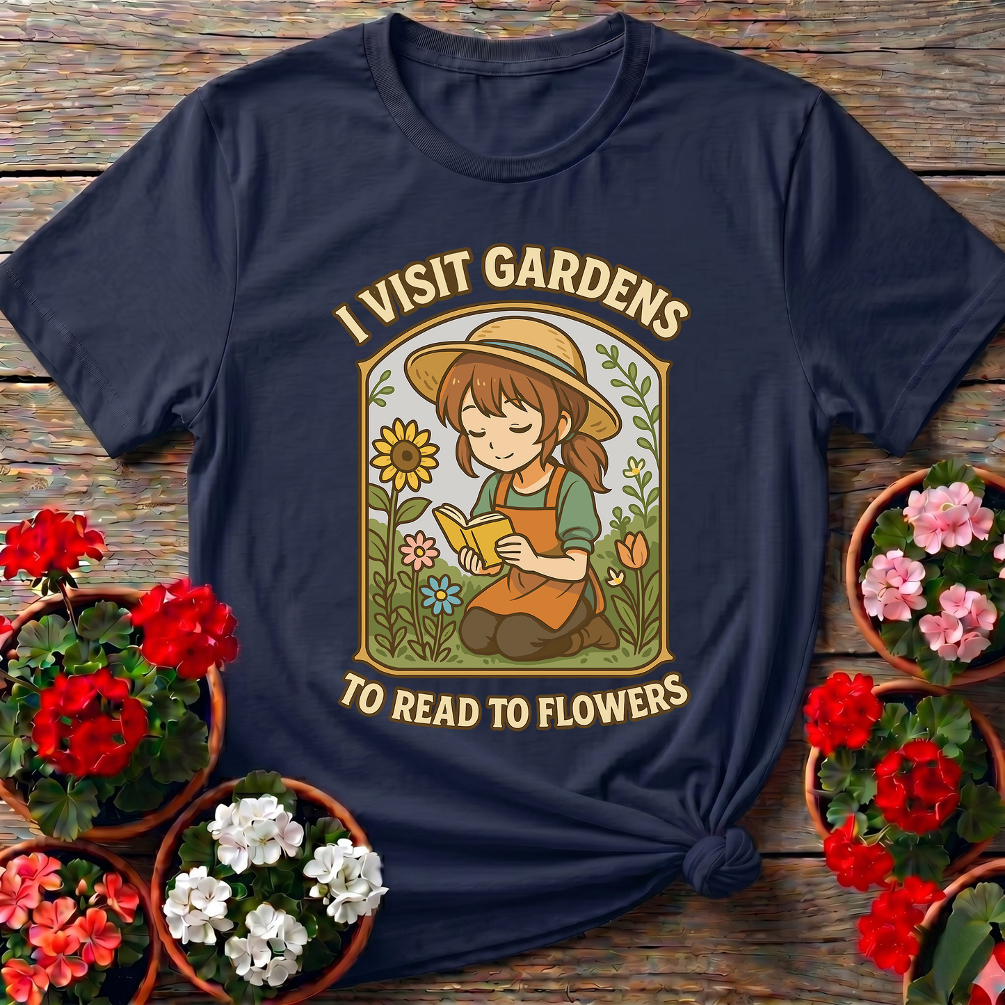 I Visit Gardens To Read To Flowers Anime Girl Tee