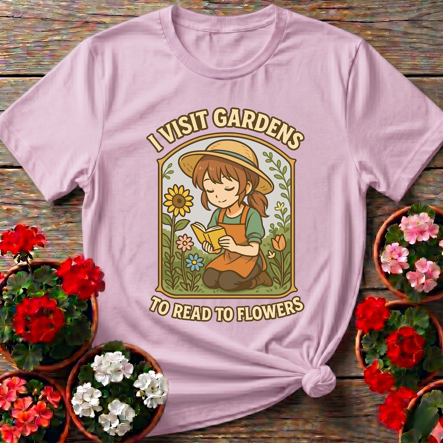I Visit Gardens To Read To Flowers Anime Girl Tee