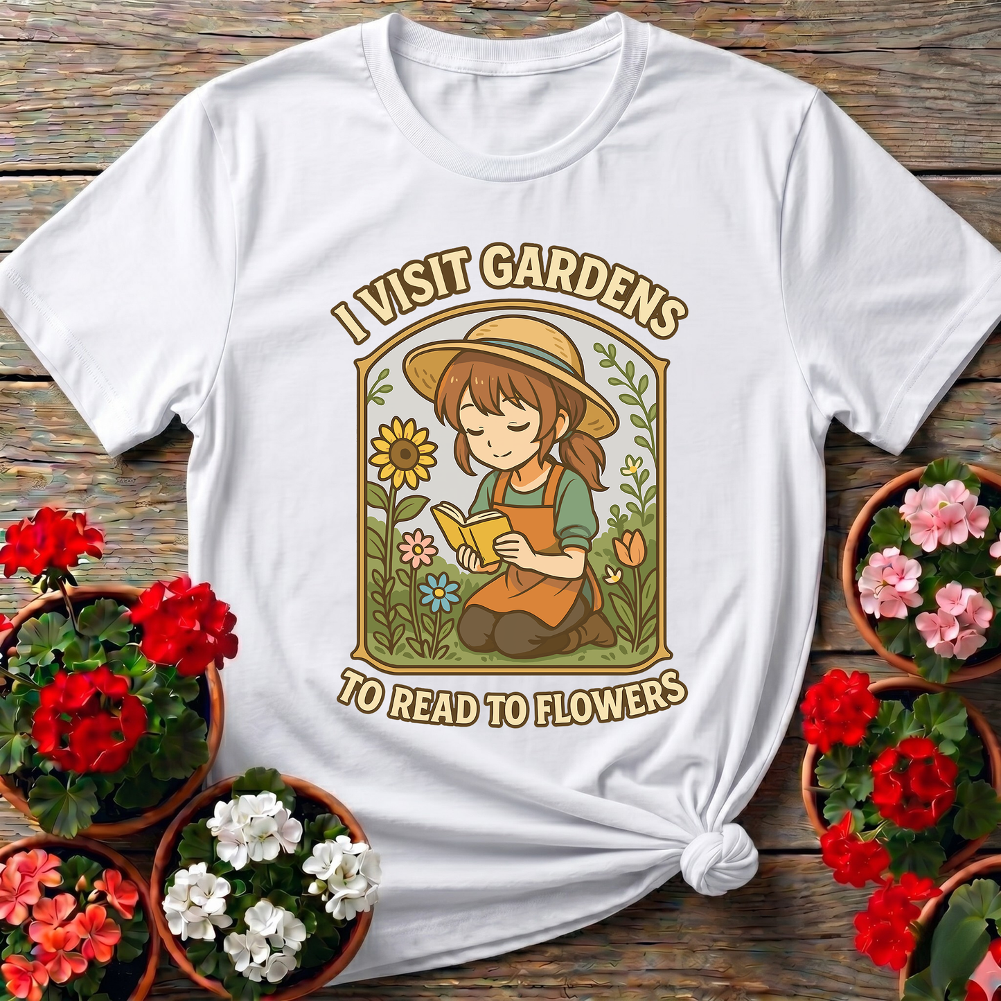 I Visit Gardens To Read To Flowers Anime Girl Tee