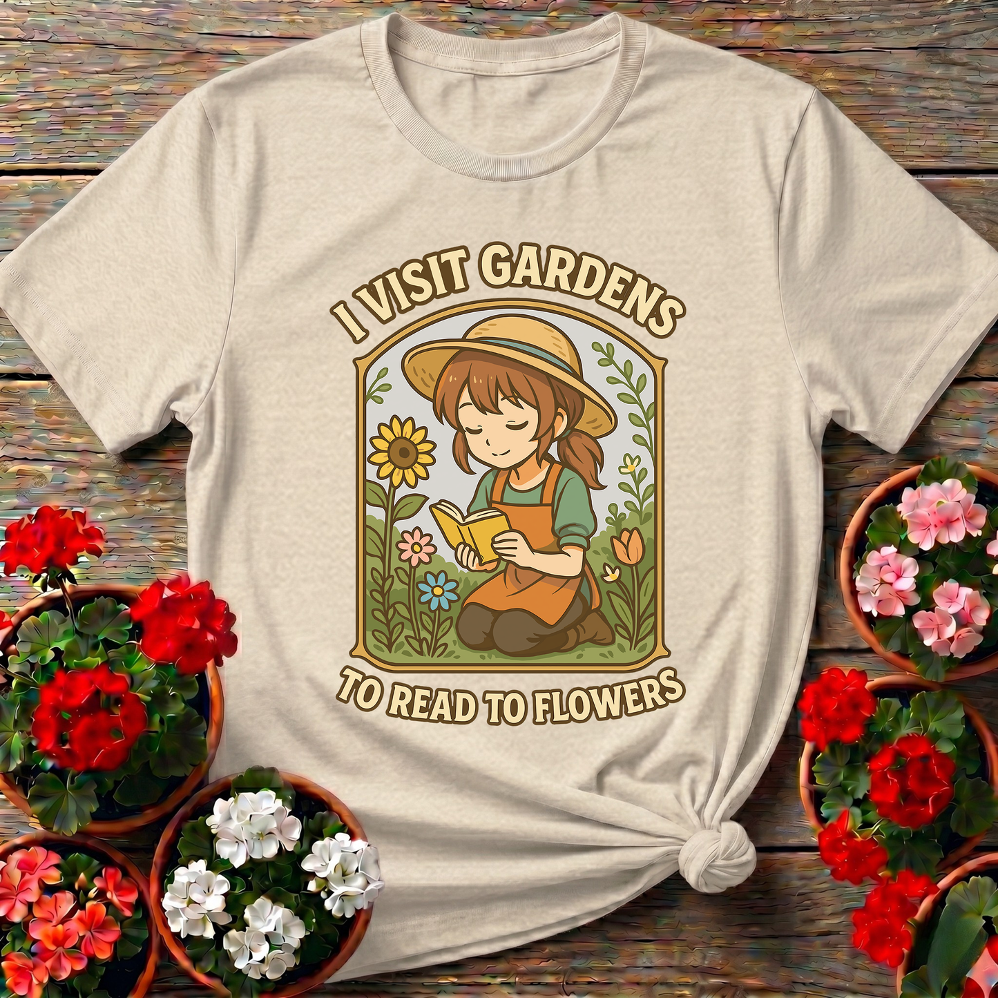I Visit Gardens To Read To Flowers Anime Girl Tee