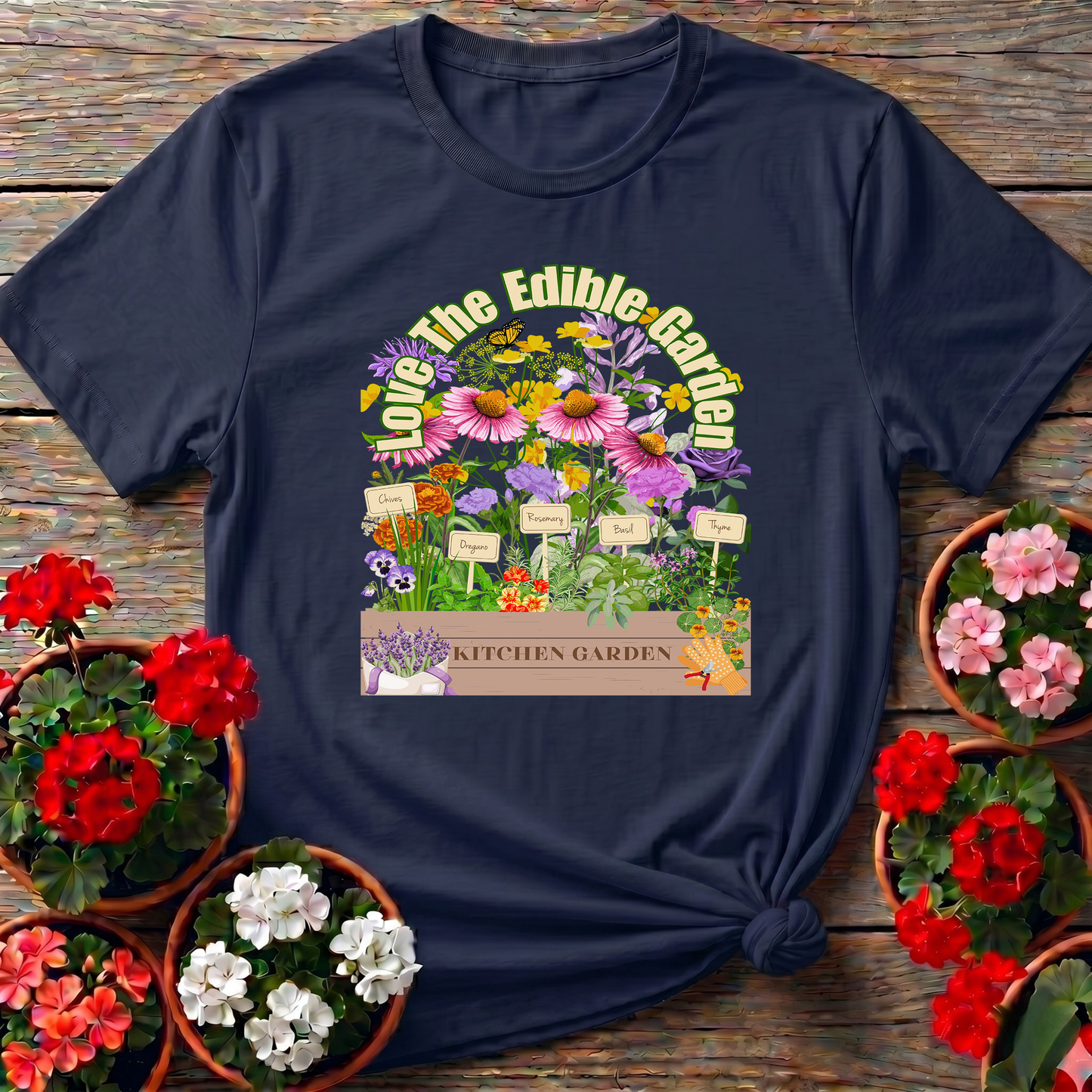 Love The Edible Kitchen Garden Vintage Floral T-shirt