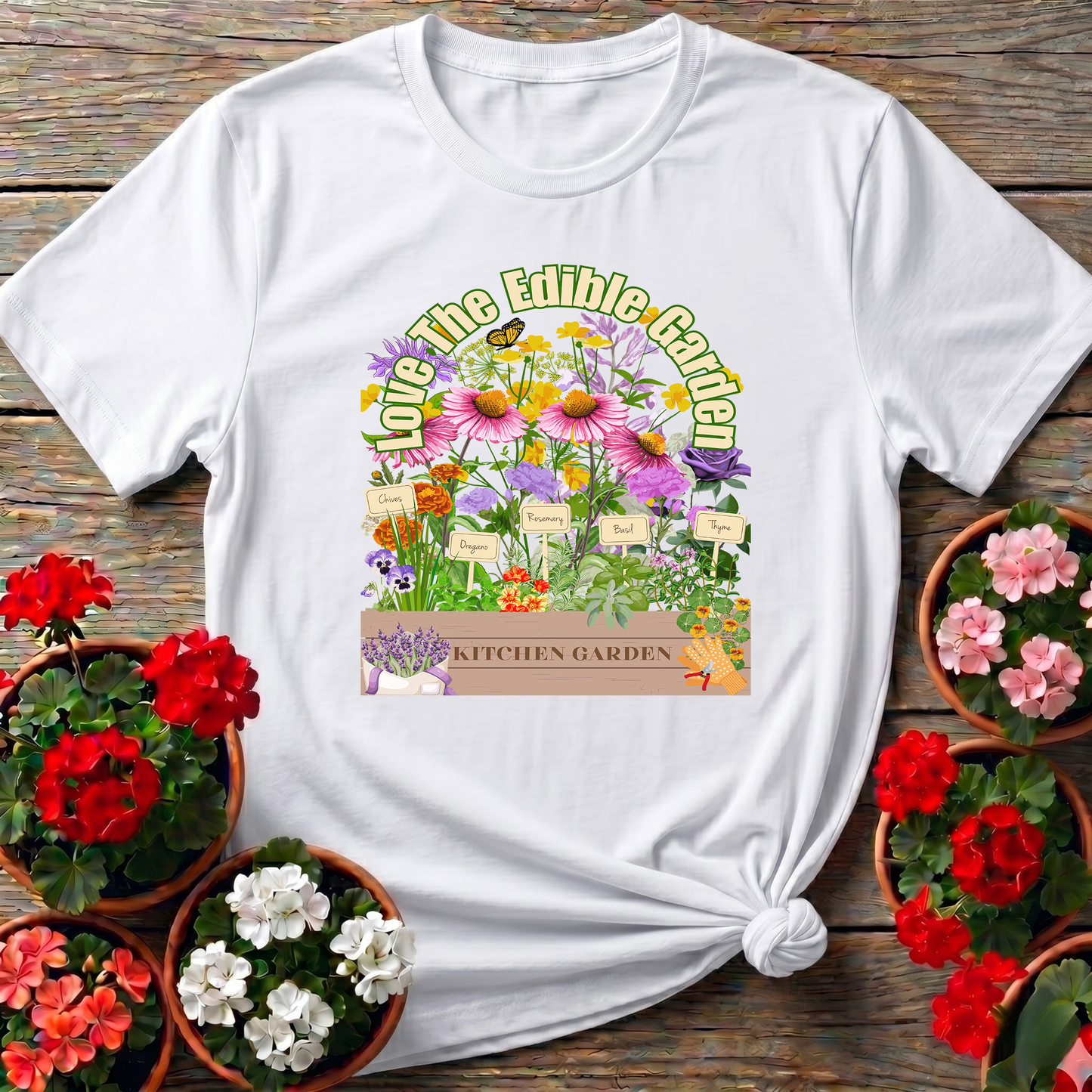 Love The Edible Kitchen Garden Vintage Floral T-shirt
