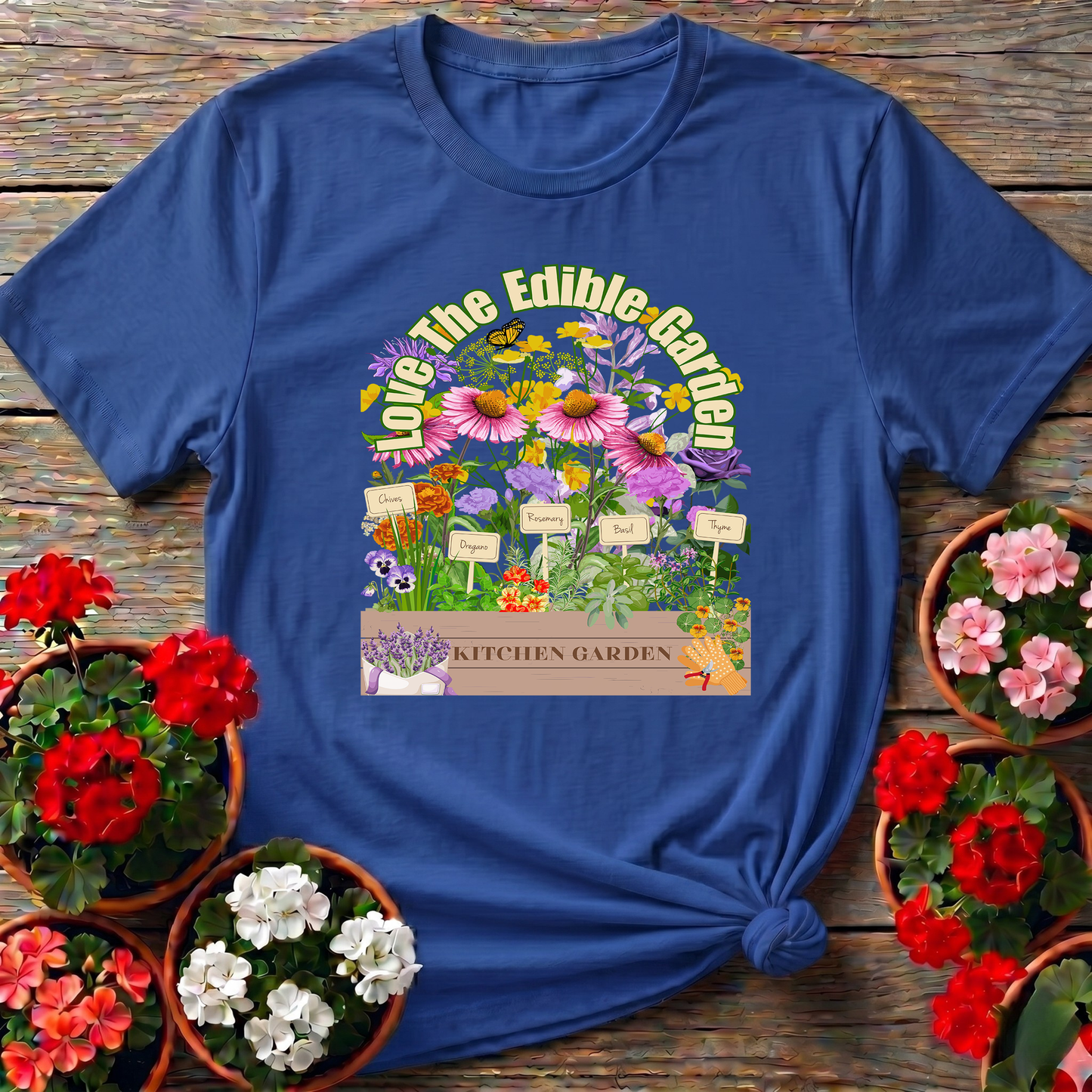 Love The Edible Kitchen Garden Vintage Floral T-shirt