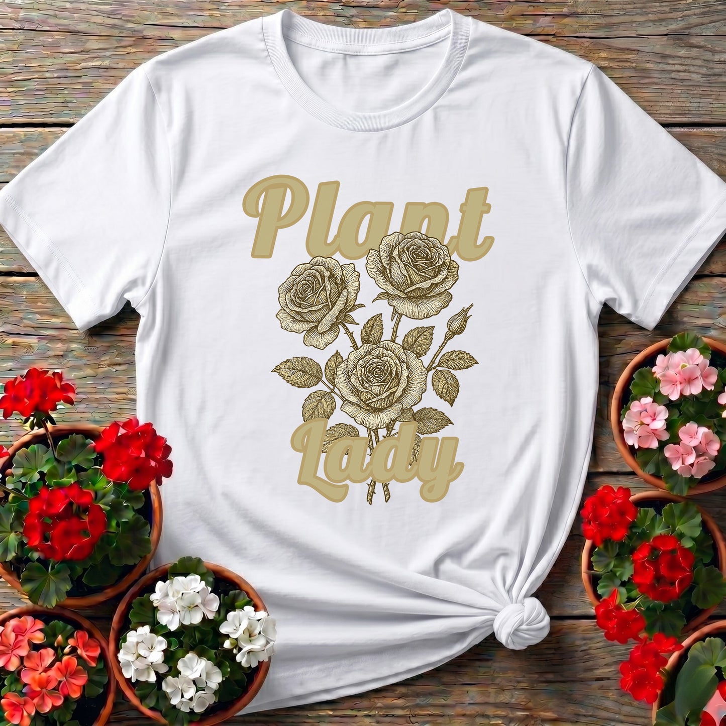 Vintage Botanical Rose Plant Lady Floral Graphic Tee