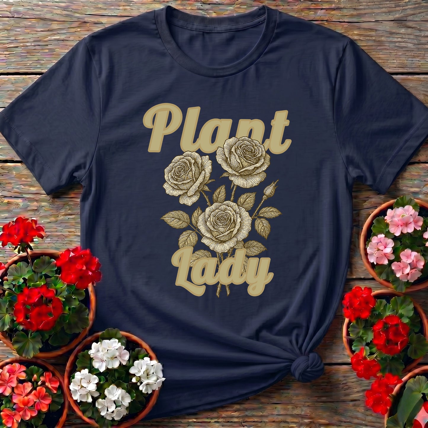 Vintage Botanical Rose Plant Lady Floral Graphic Tee