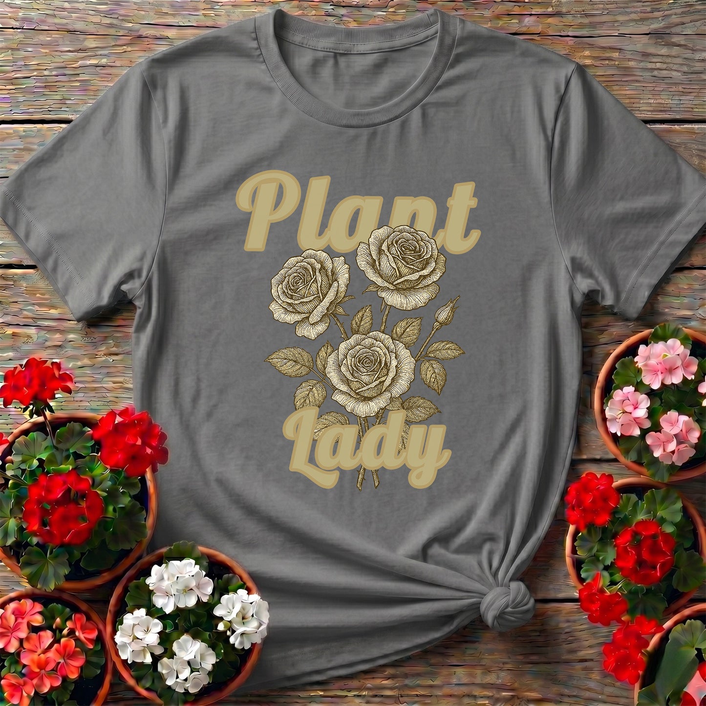 Vintage Botanical Rose Plant Lady Floral Graphic Tee