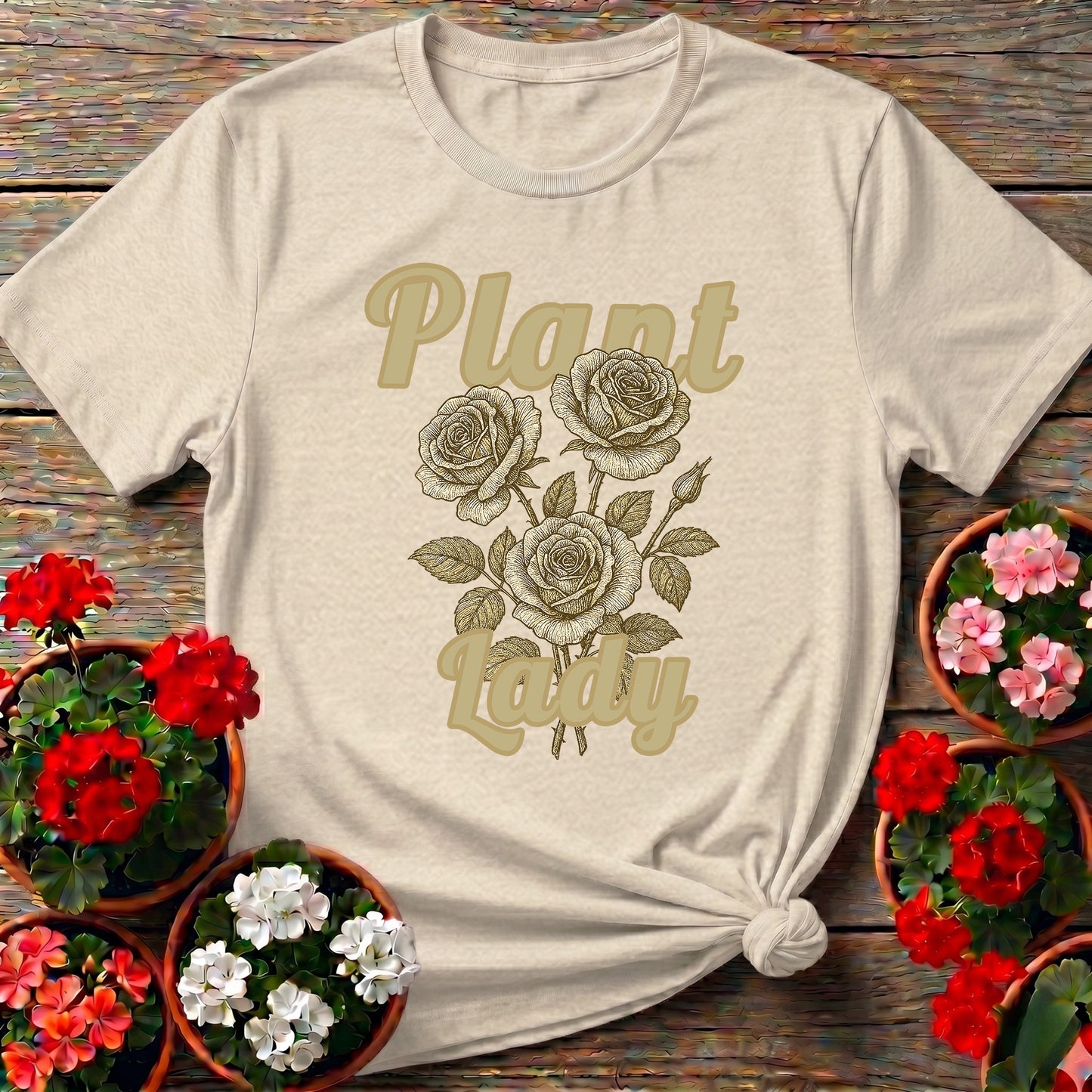 Vintage Botanical Rose Plant Lady Floral Graphic Tee