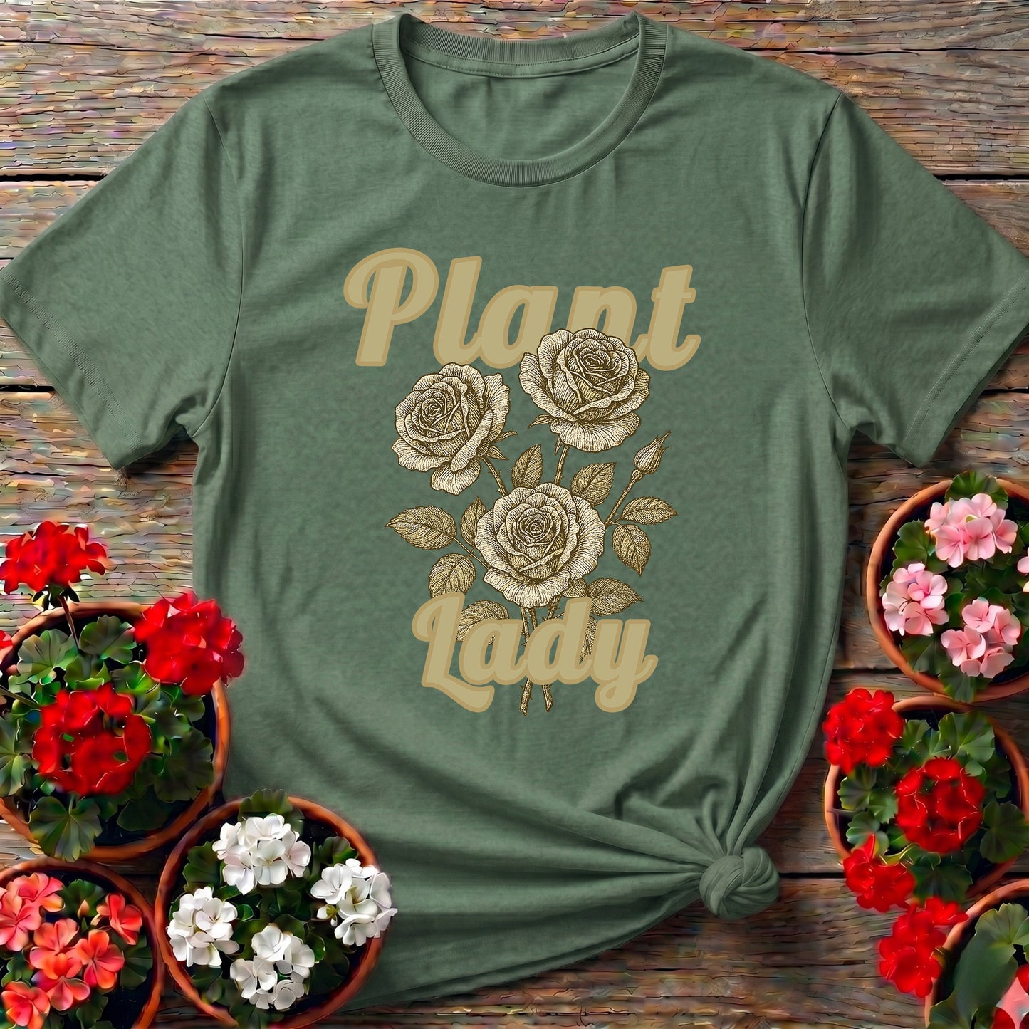 Vintage Botanical Rose Plant Lady Floral Graphic Tee