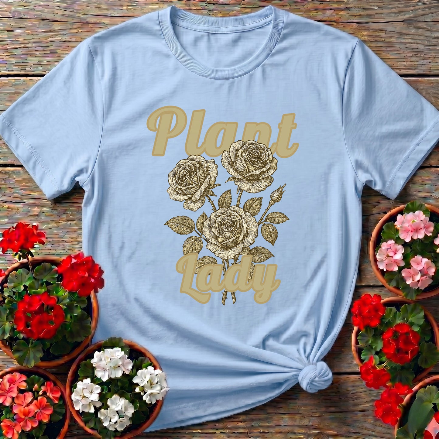 Vintage Botanical Rose Plant Lady Floral Graphic Tee