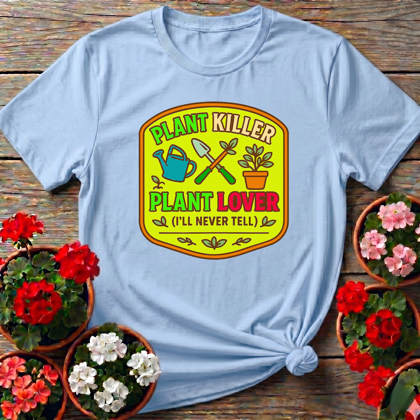 Plant Killer Plant Lover Badge T-shirt