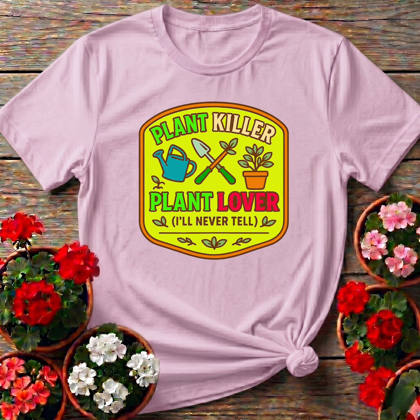 Plant Killer Plant Lover Badge T-shirt