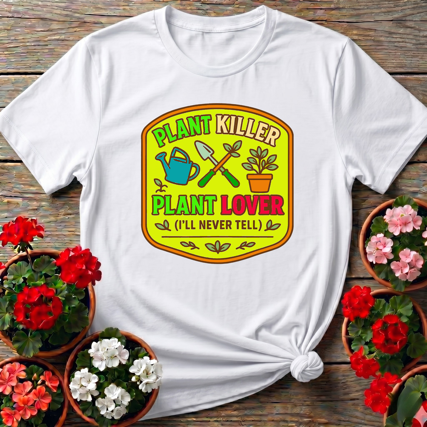 Plant Killer Plant Lover Badge T-shirt