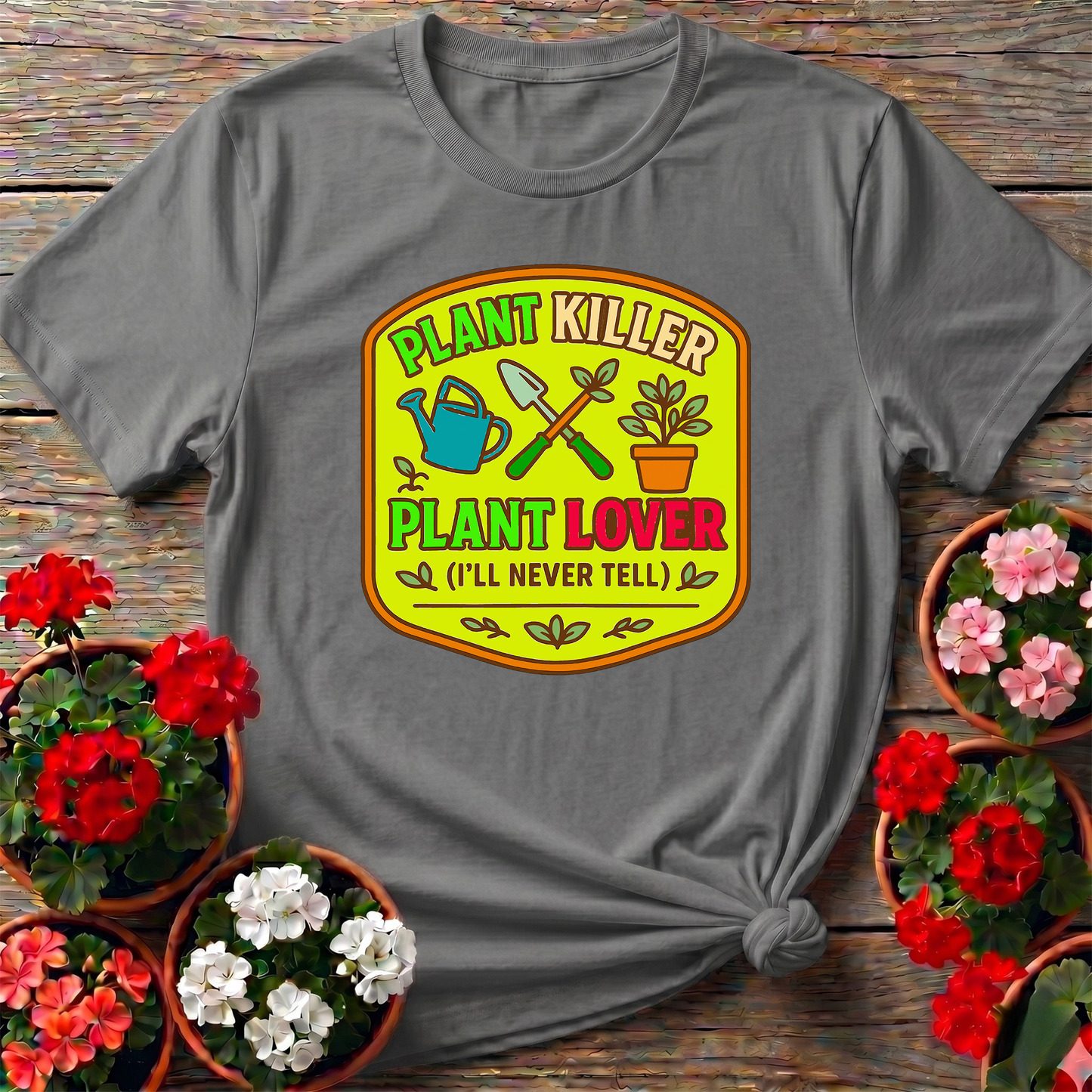 Plant Killer Plant Lover Badge T-shirt