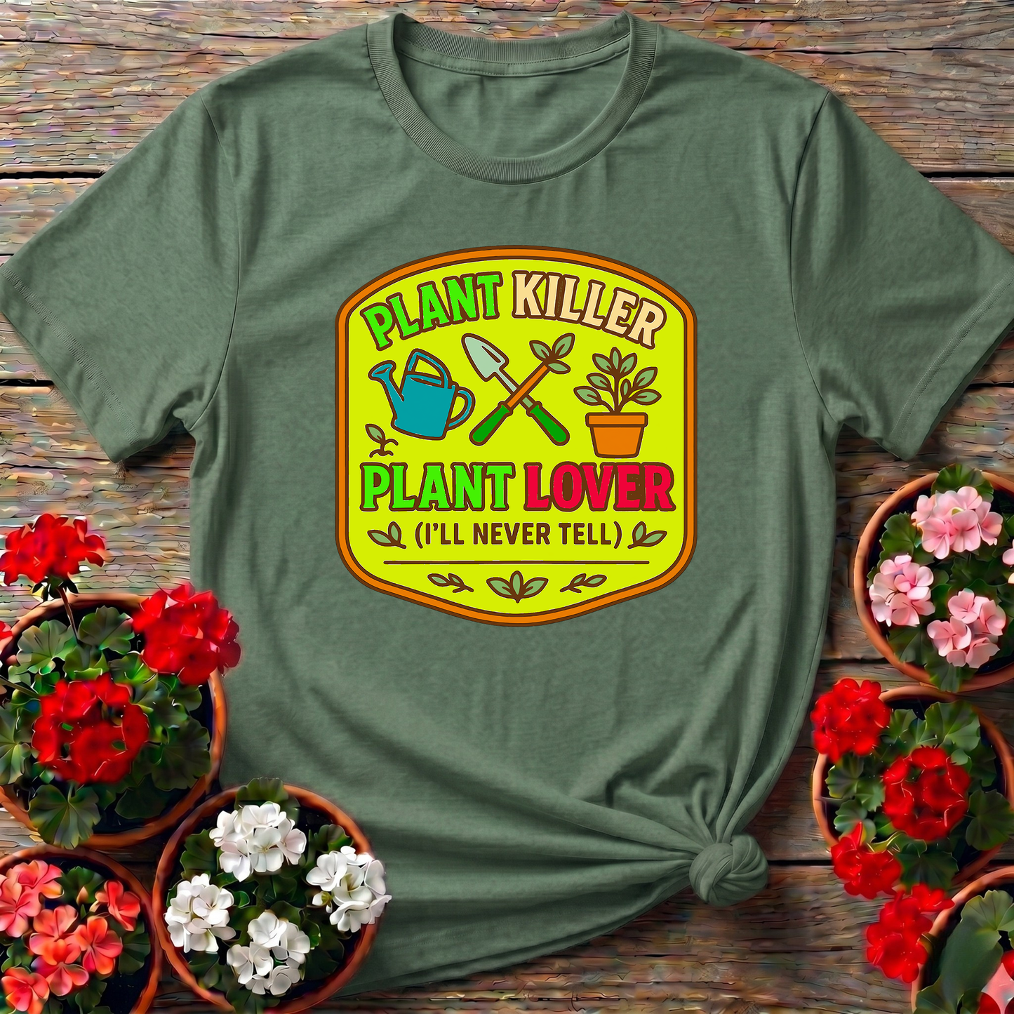 Plant Killer Plant Lover Badge T-shirt