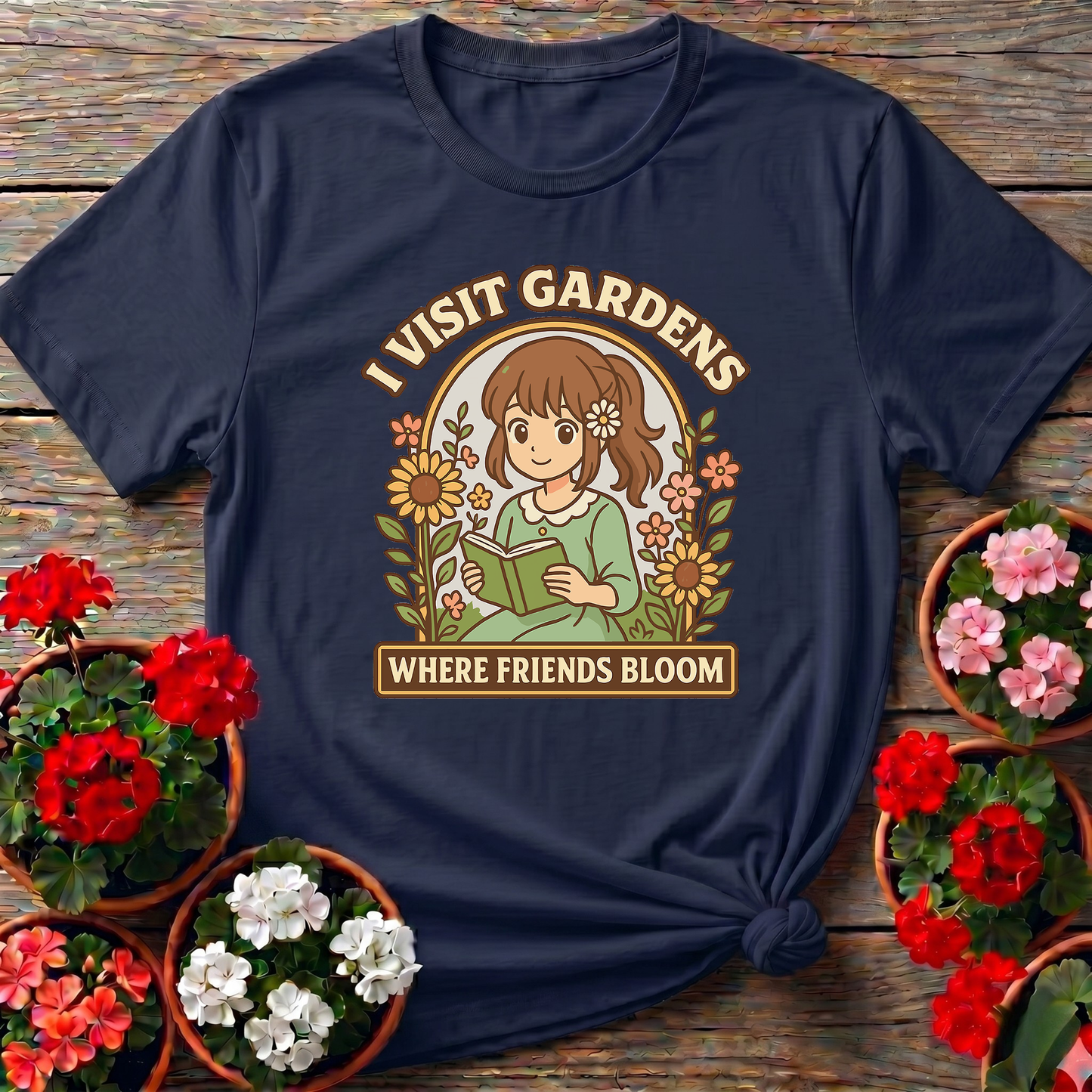 I Visit Gardens Where Friends Bloom Anime T-shirt