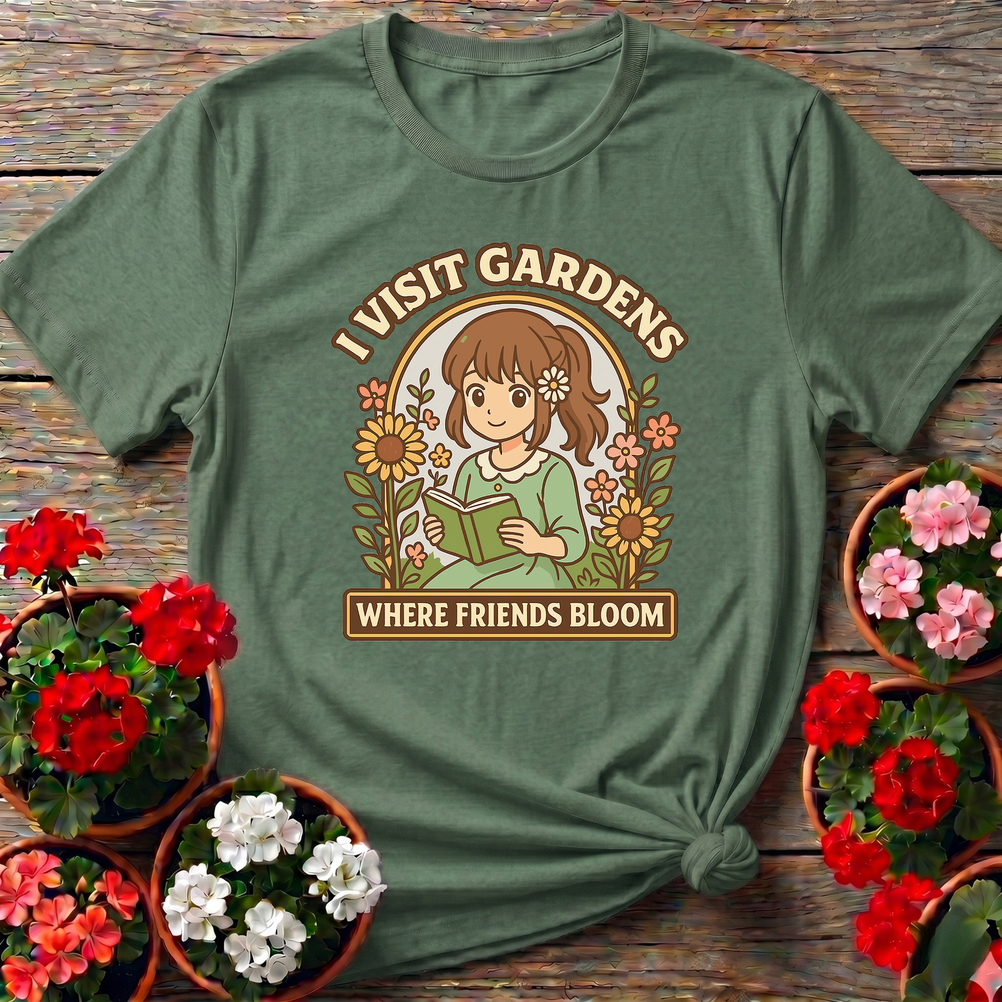 I Visit Gardens Where Friends Bloom Anime T-shirt
