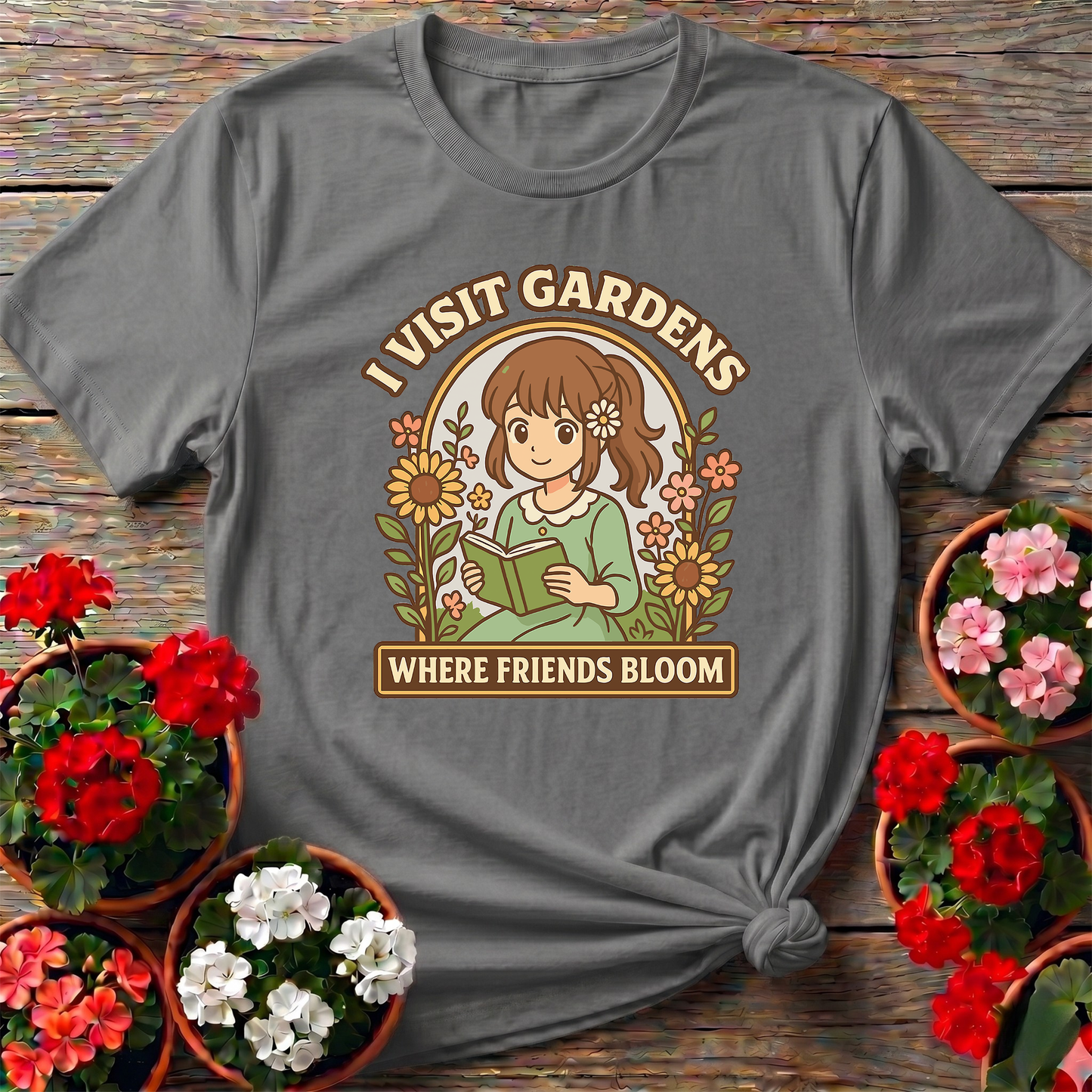 I Visit Gardens Where Friends Bloom Anime T-shirt