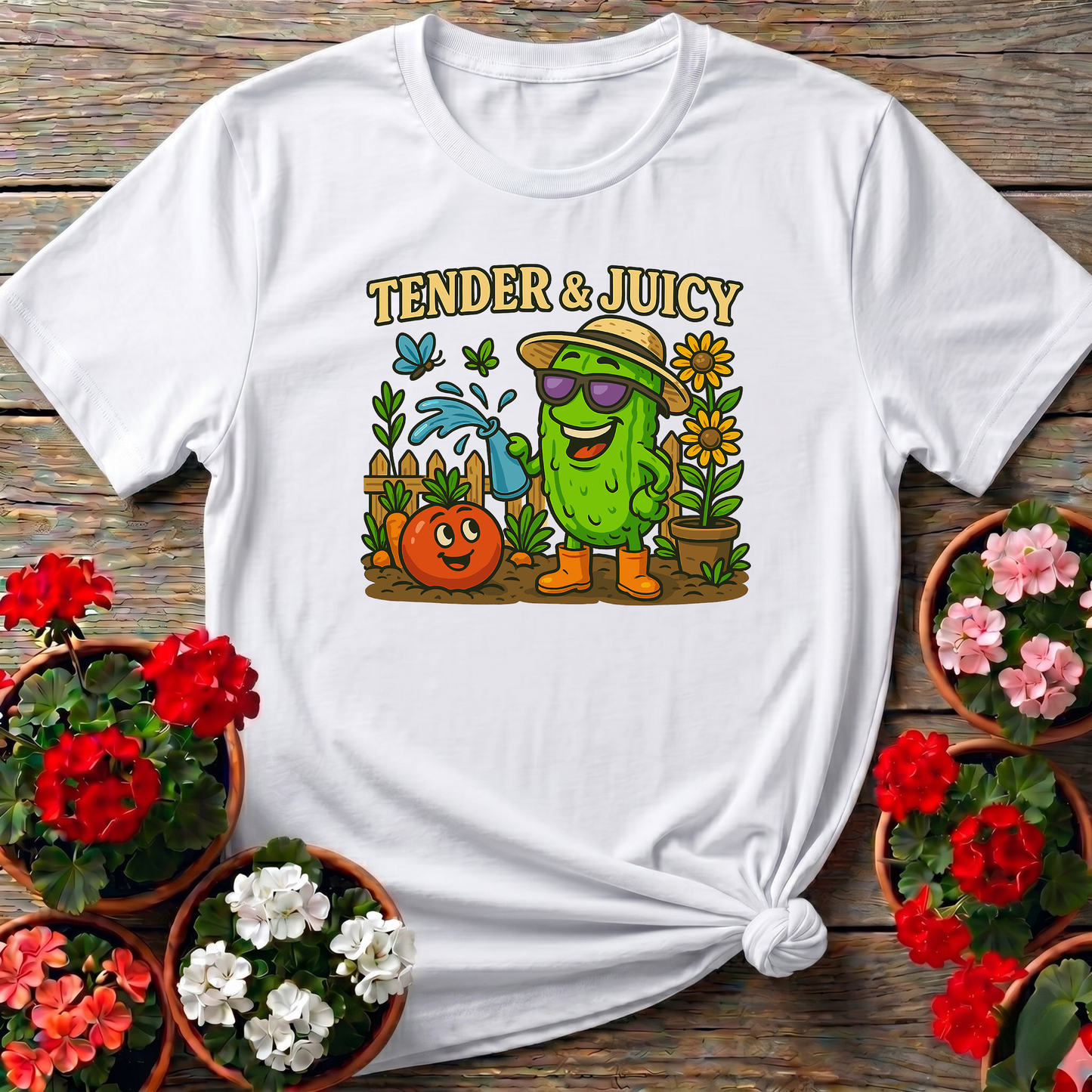 Tender and Juicy Cool Cucumber Retro Garden T-shirt