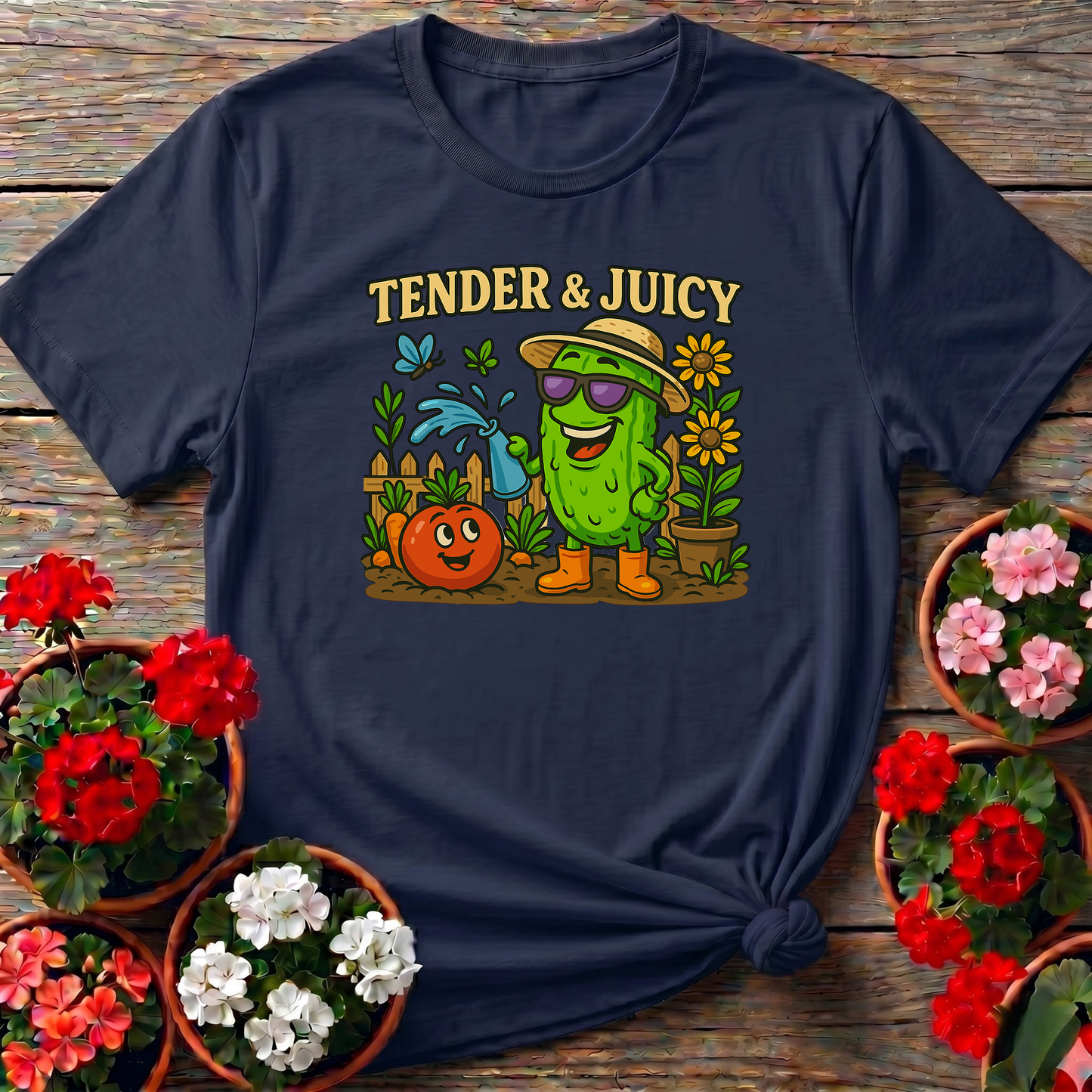 Tender and Juicy Cool Cucumber Retro Garden T-shirt
