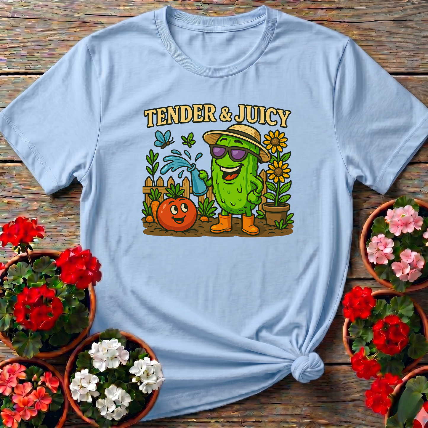 Tender and Juicy Cool Cucumber Retro Garden T-shirt