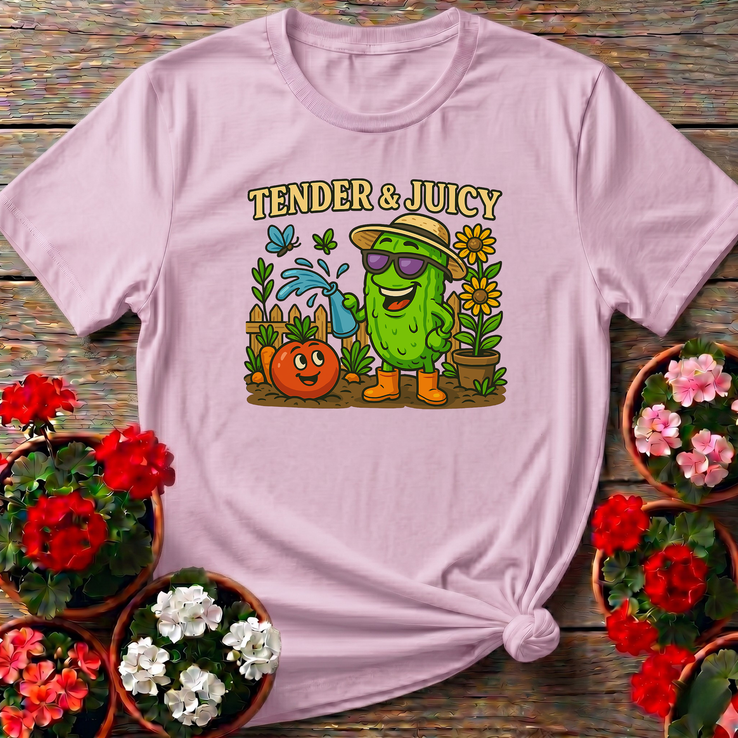 Tender and Juicy Cool Cucumber Retro Garden T-shirt