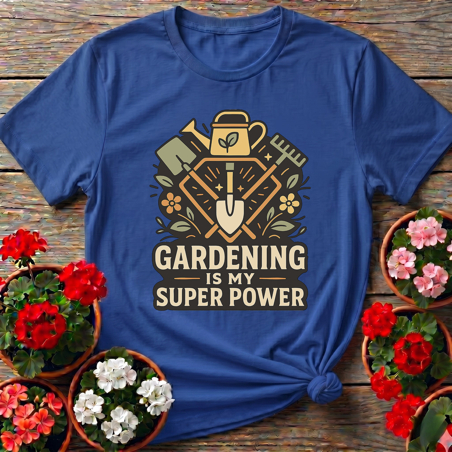 Gardening Is My Super Power Vintage Tool Badge T-shirt