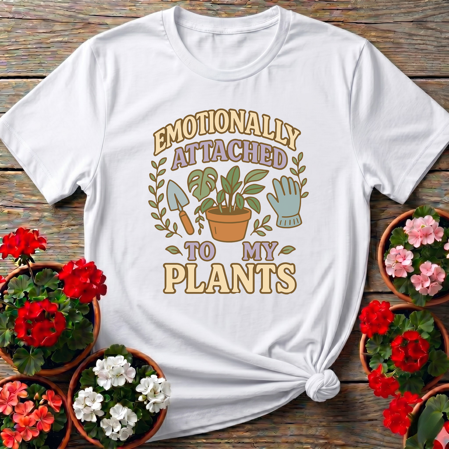 Emotionally Attached To My Plants Vintage Retro T-shirt